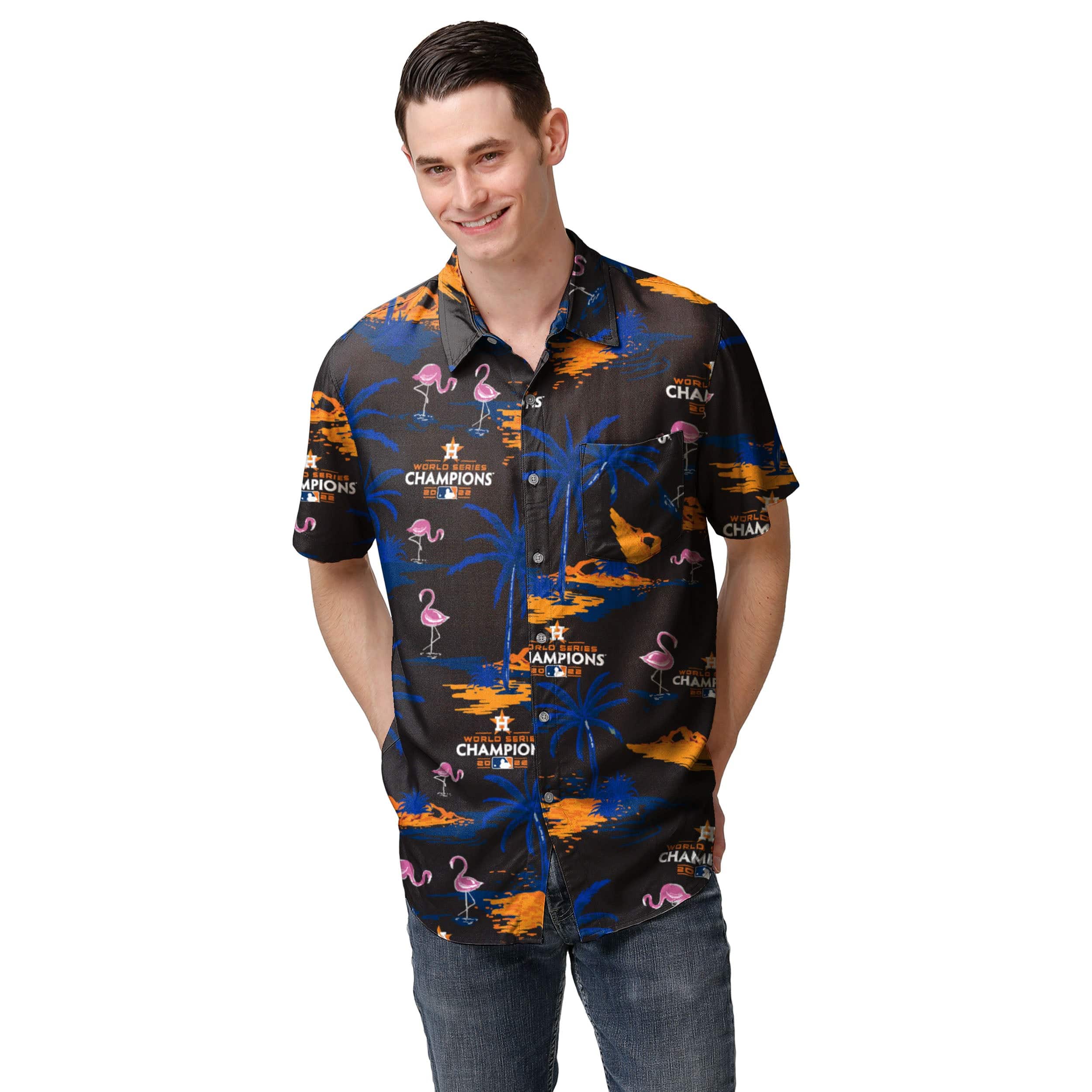Houston Astros MLB 2022 World Series Champions Floral Button Up Shirt - Image 2