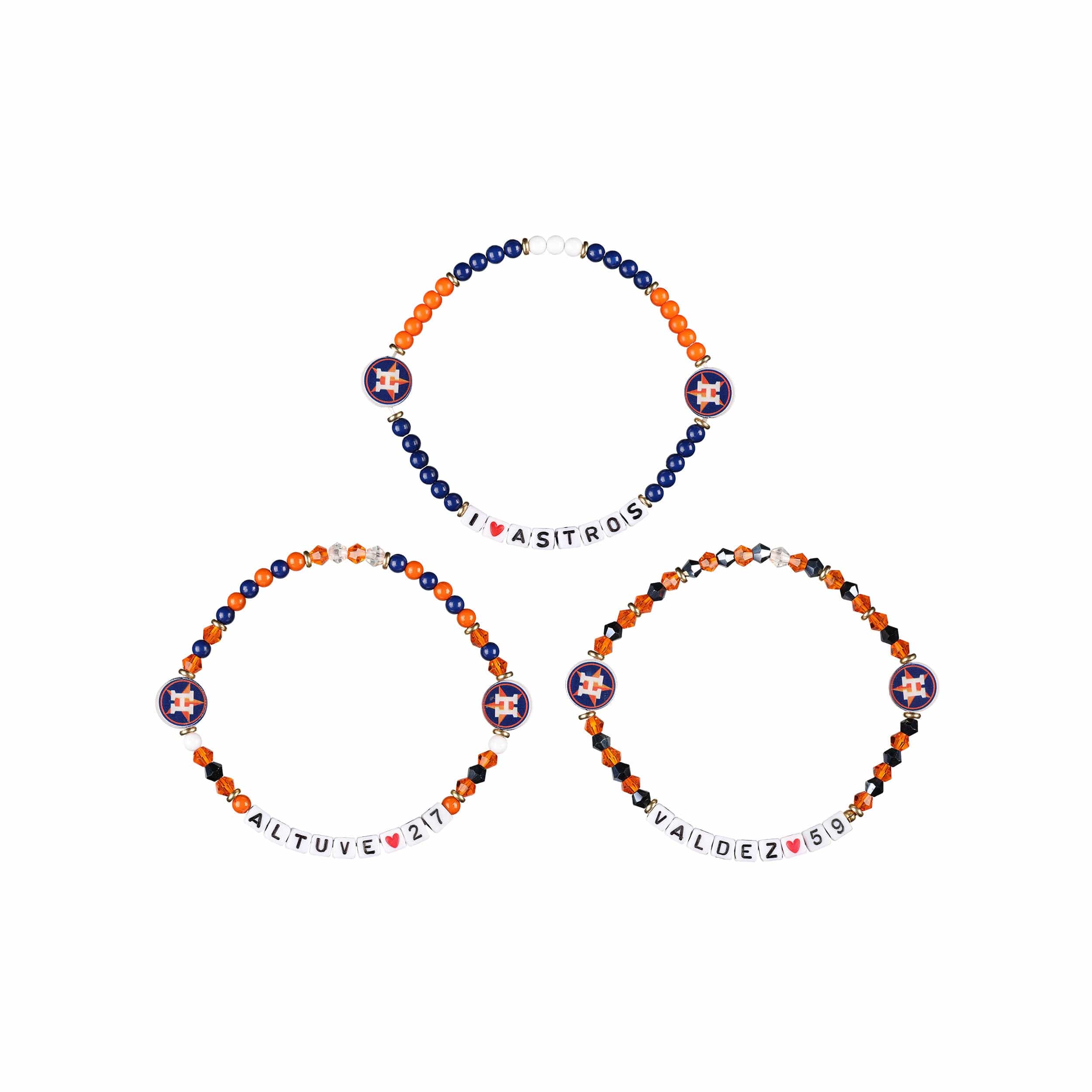 Houston Astros MLB Jose Altuve & Framber Valdez 3 Pack Player Friendship Bracelet - Image 3