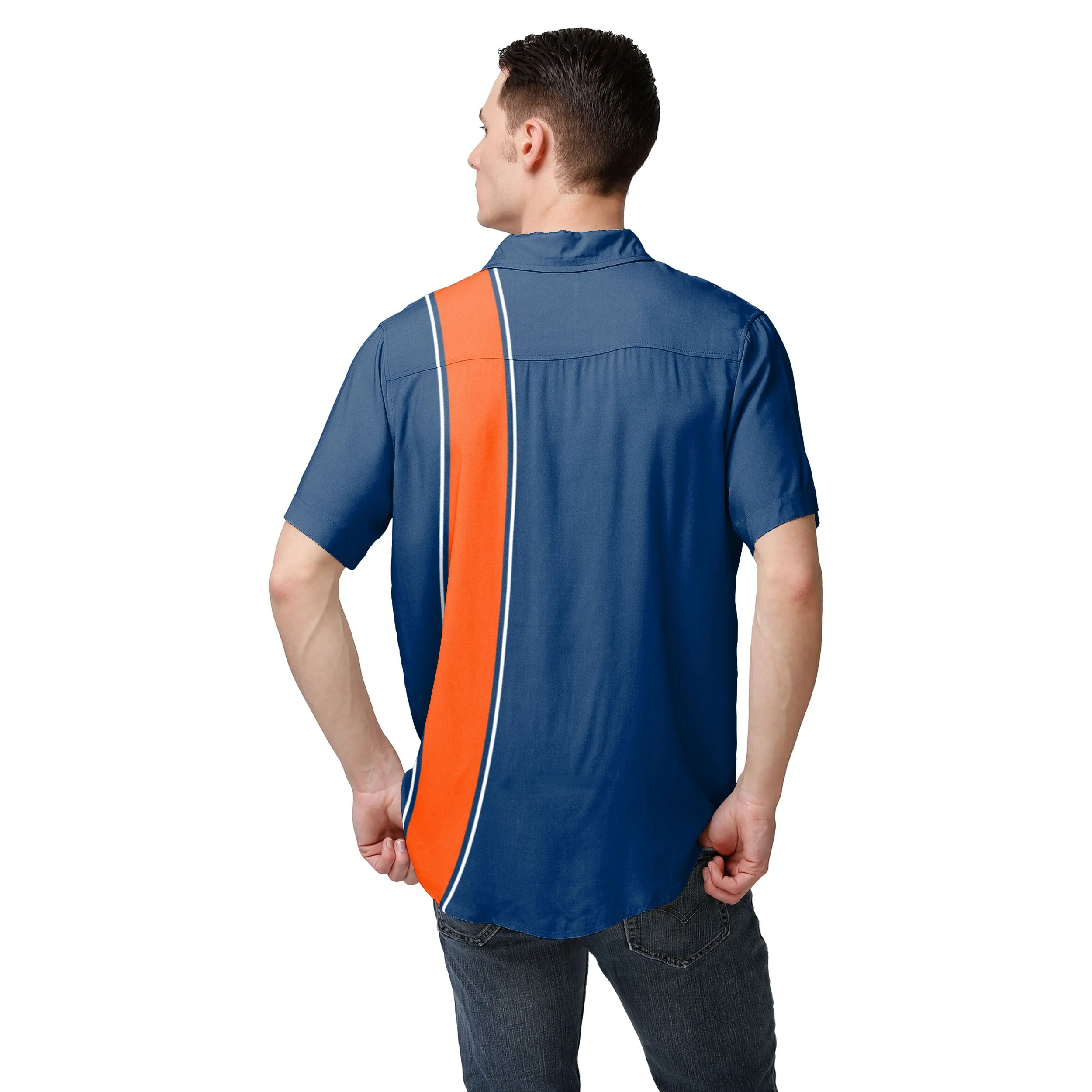Houston Astros MLB Mens Bowling Stripe Button Up Shirt - Image 3
