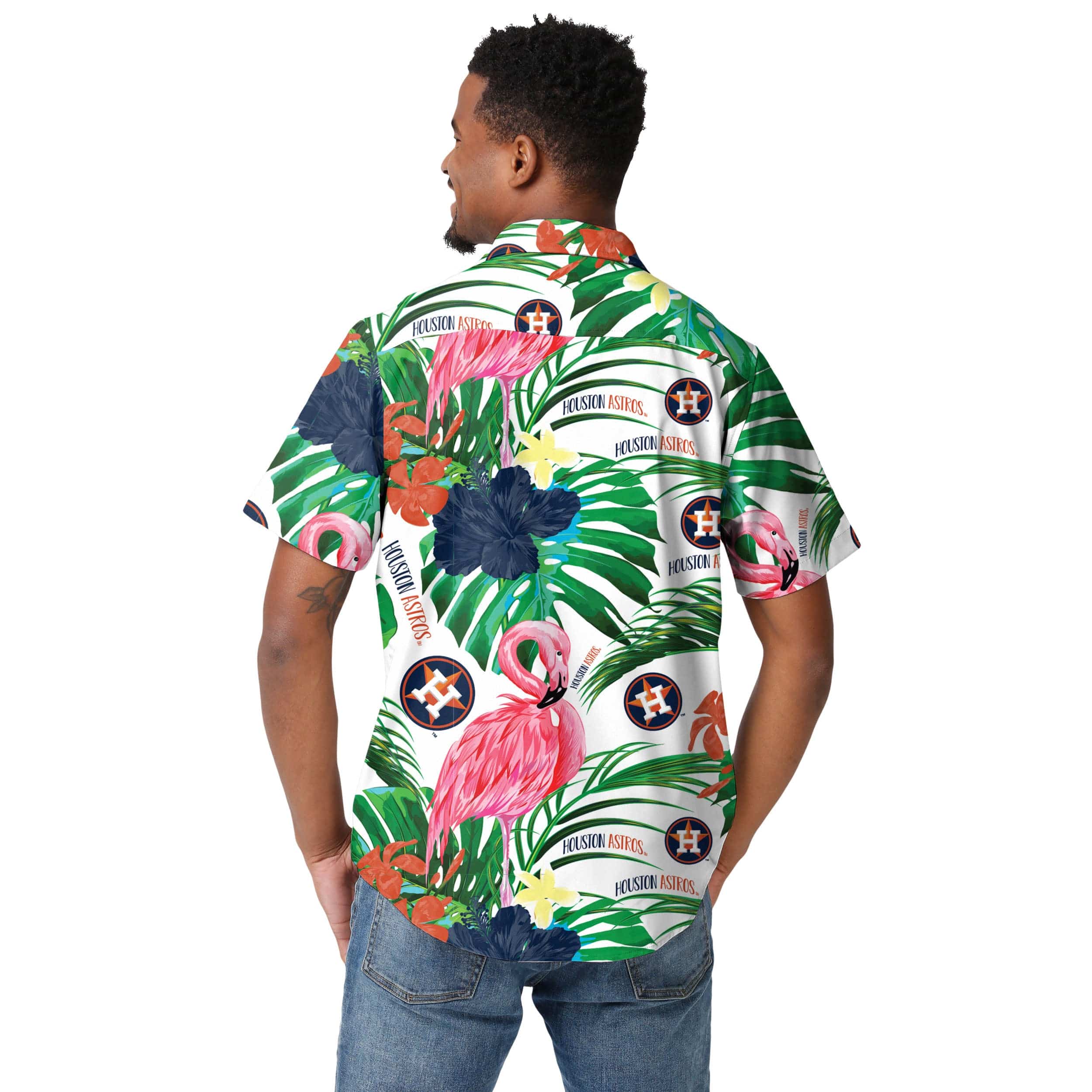 Houston Astros MLB Mens Flamingo Button Up Shirt - Image 3