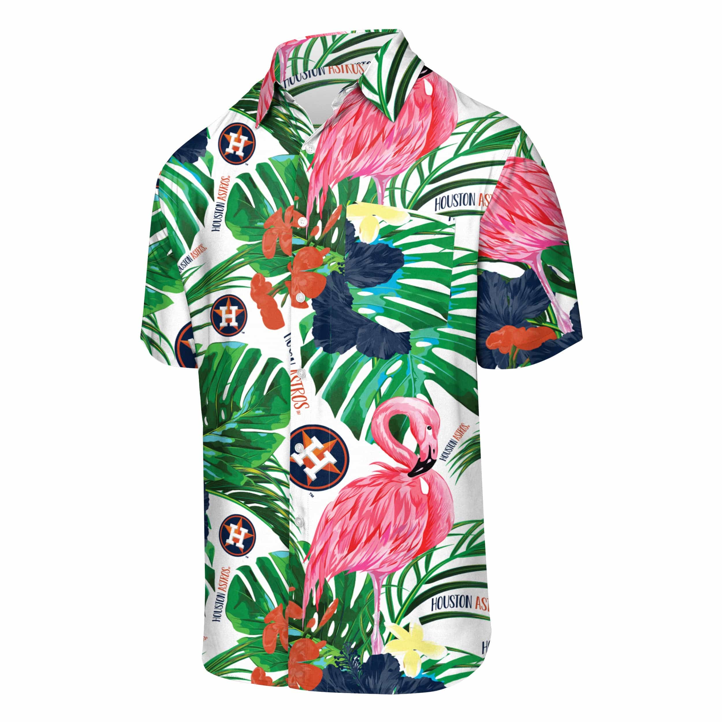 Houston Astros MLB Mens Flamingo Button Up Shirt - Image 4
