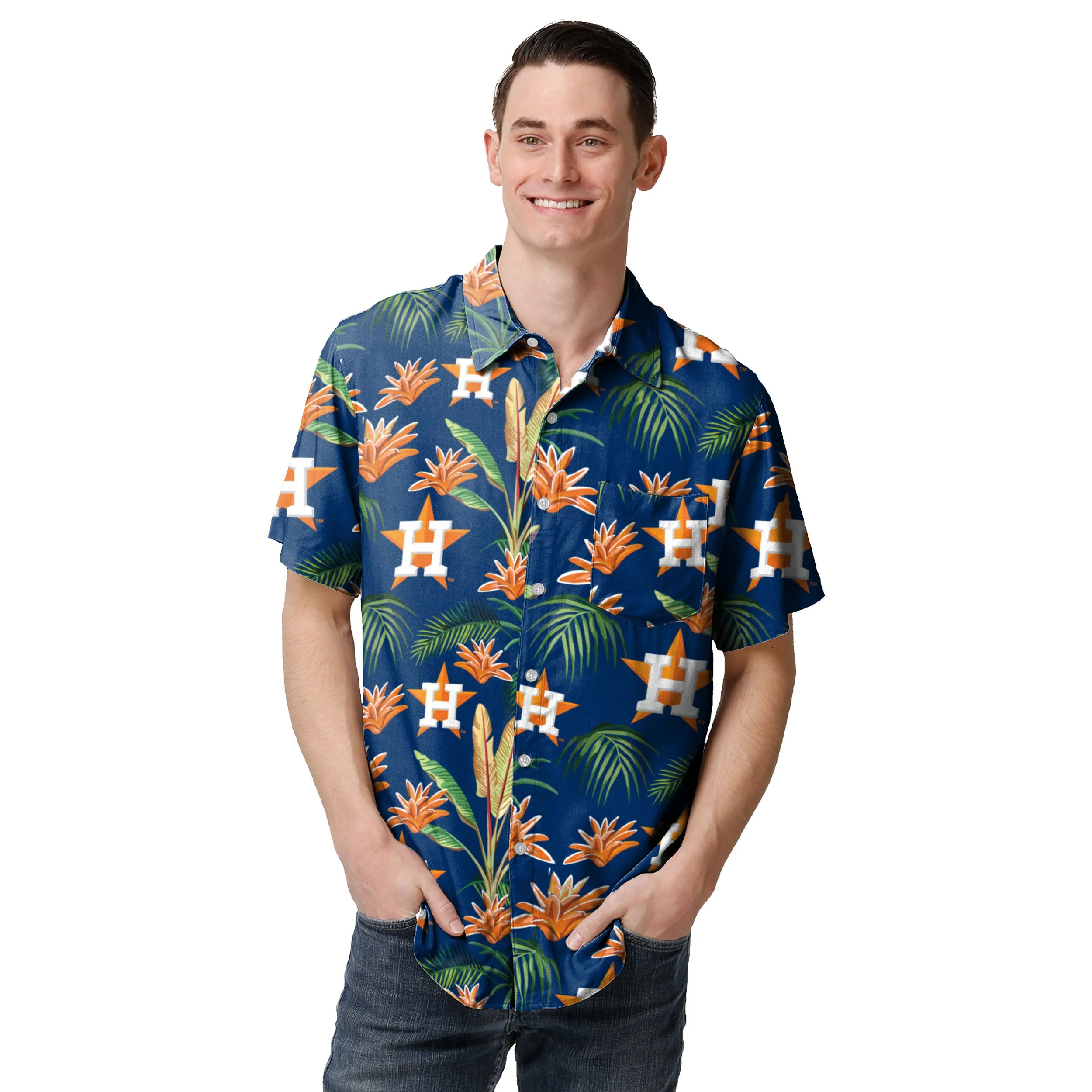Houston Astros MLB Mens Victory Vacay Button Up Shirt - Image 2