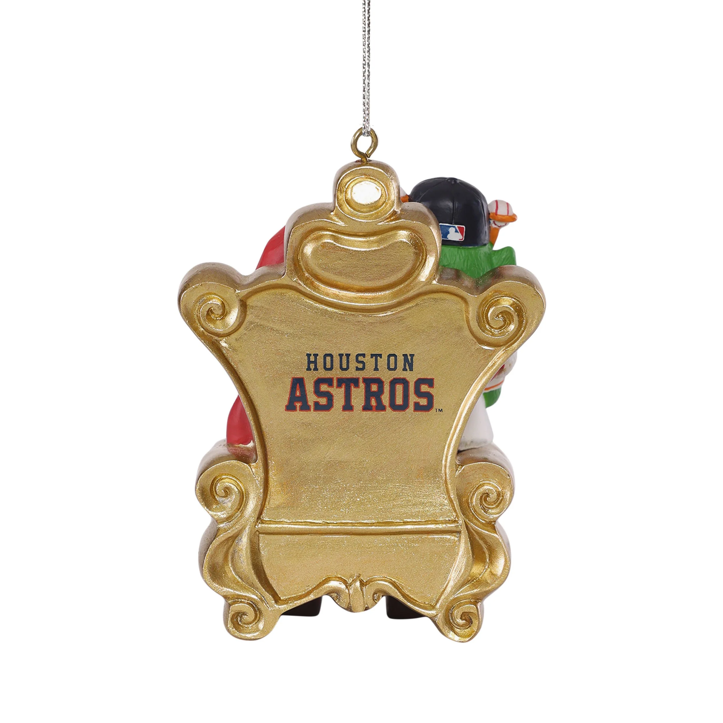 Houston Astros MLB Orbit Mascot on Santas Lap Ornament - Image 3