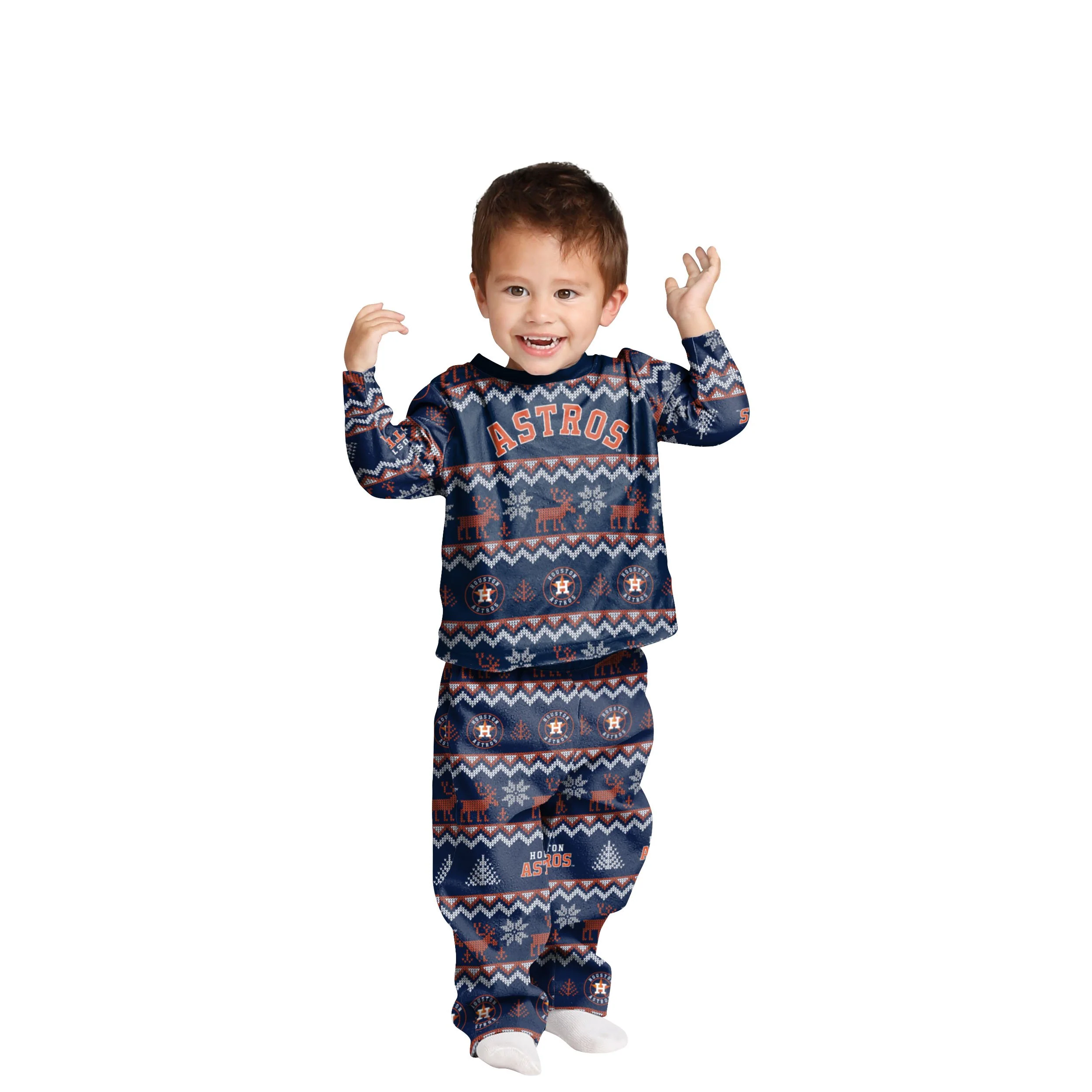 Houston Astros MLB Ugly Pattern Family Holiday Pajamas - Image 3