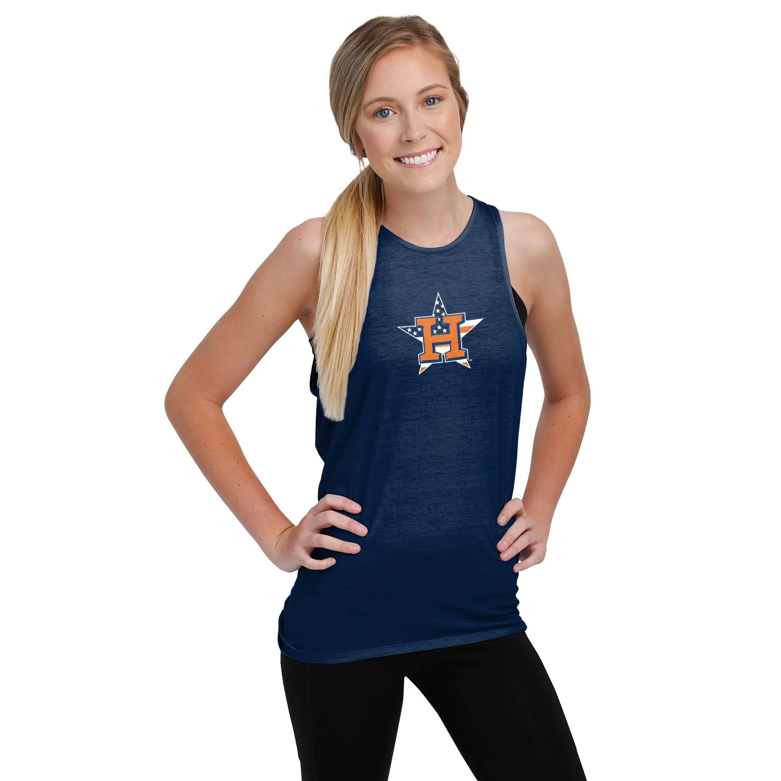 Houston Astros MLB Womens Americana Tie-Breaker Sleeveless Top - Image 2