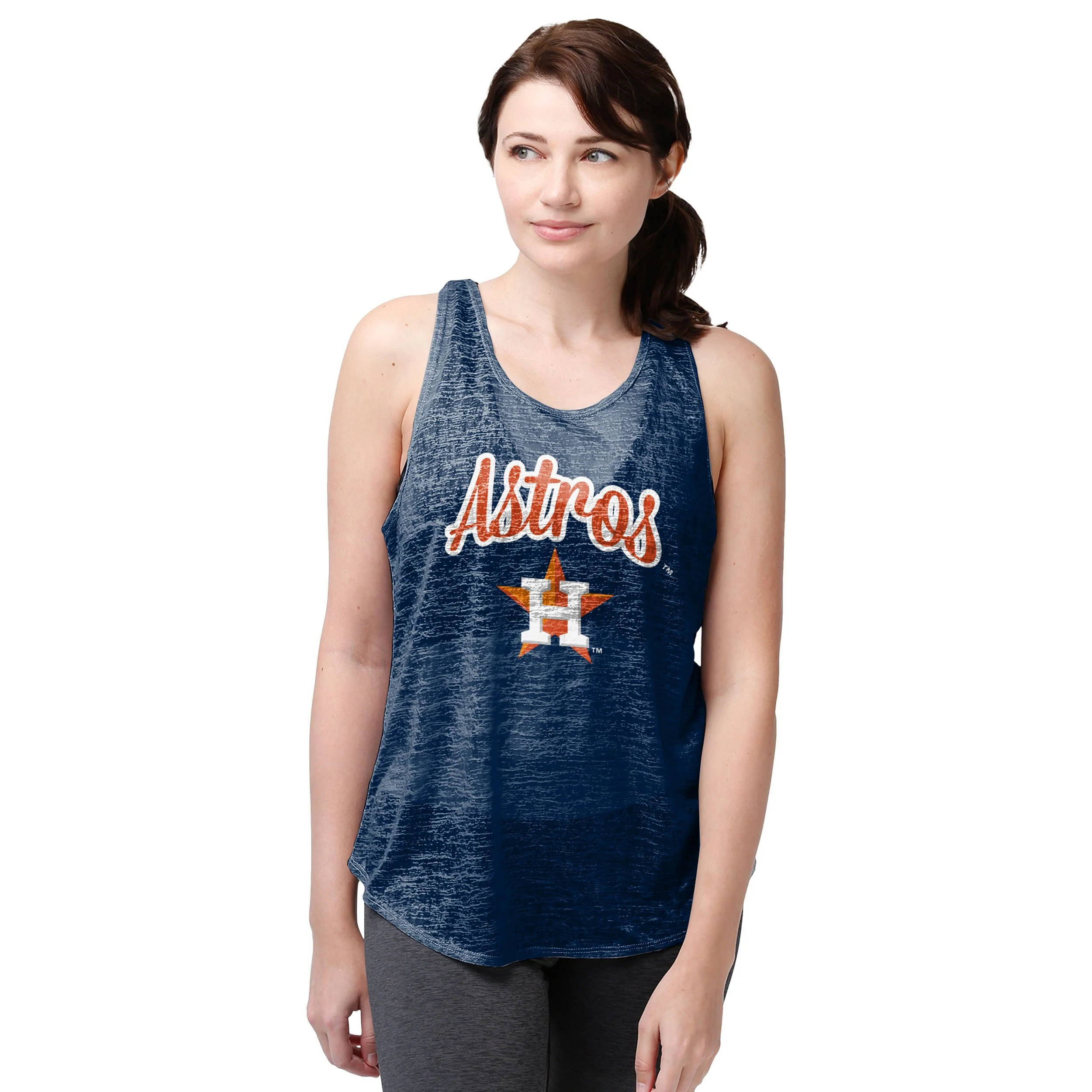 Houston Astros MLB Womens Burn Out Sleeveless Top - Image 2
