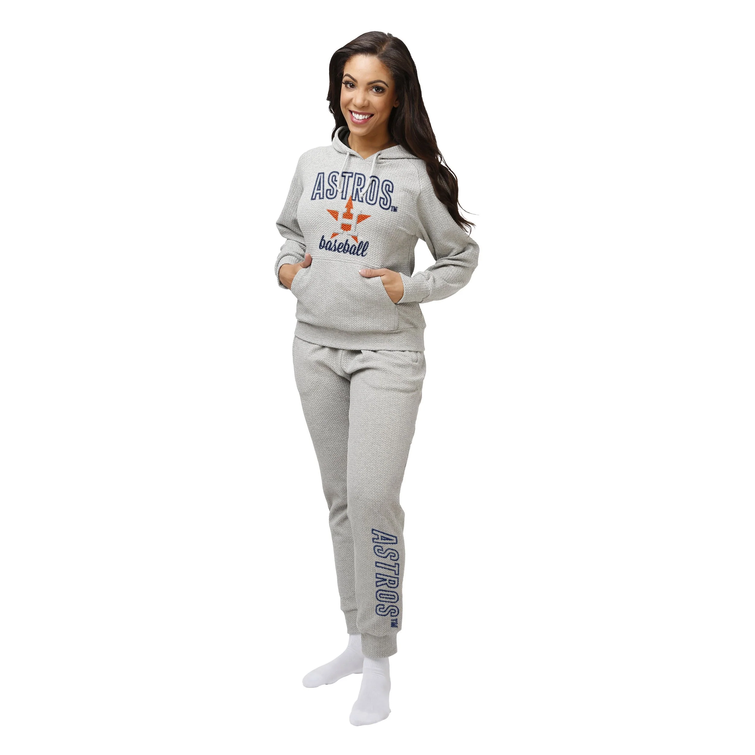 Houston Astros MLB Womens Gray Woven Hoodie - Image 2