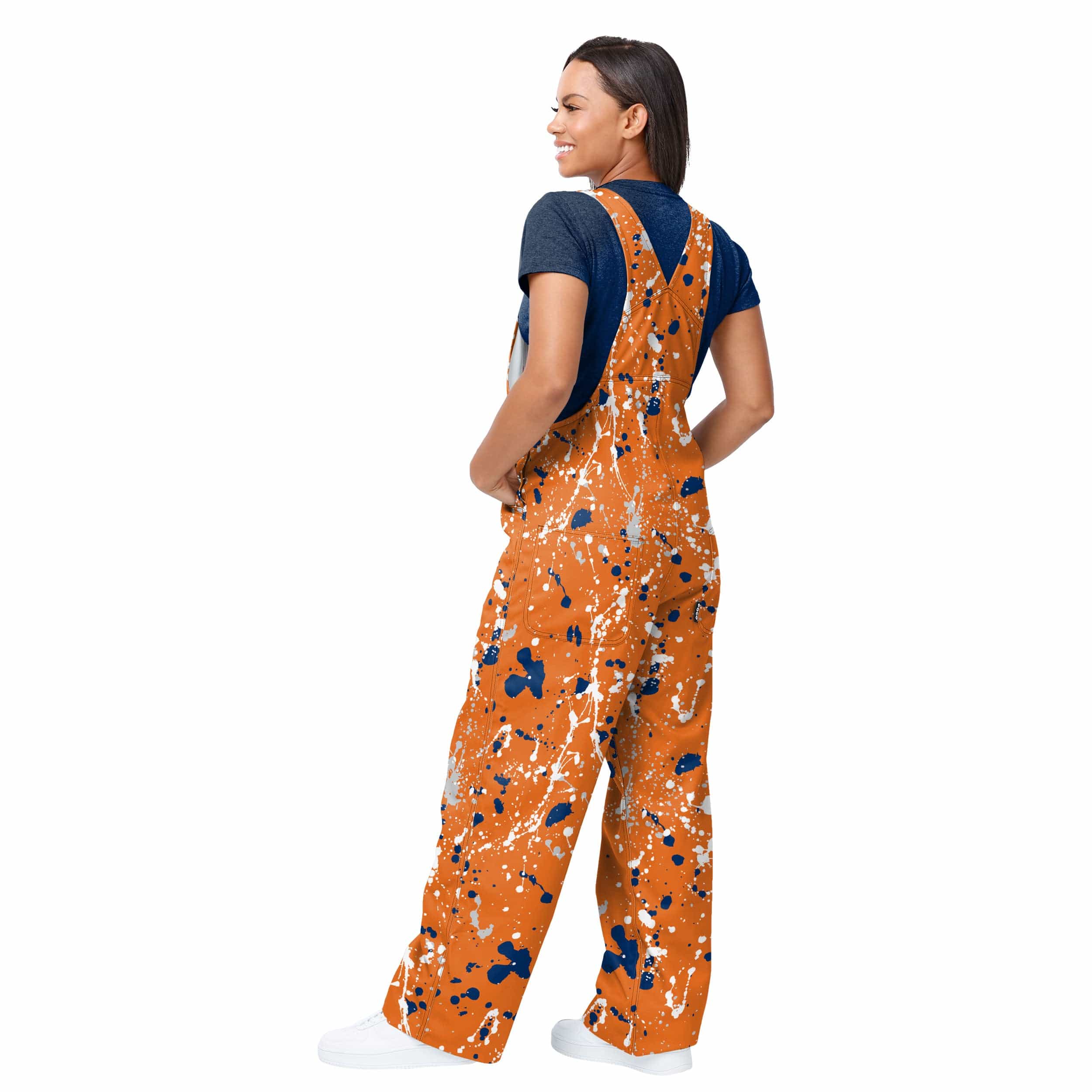 Houston Astros MLB Womens Paint Splatter Bib Overalls - Image 2