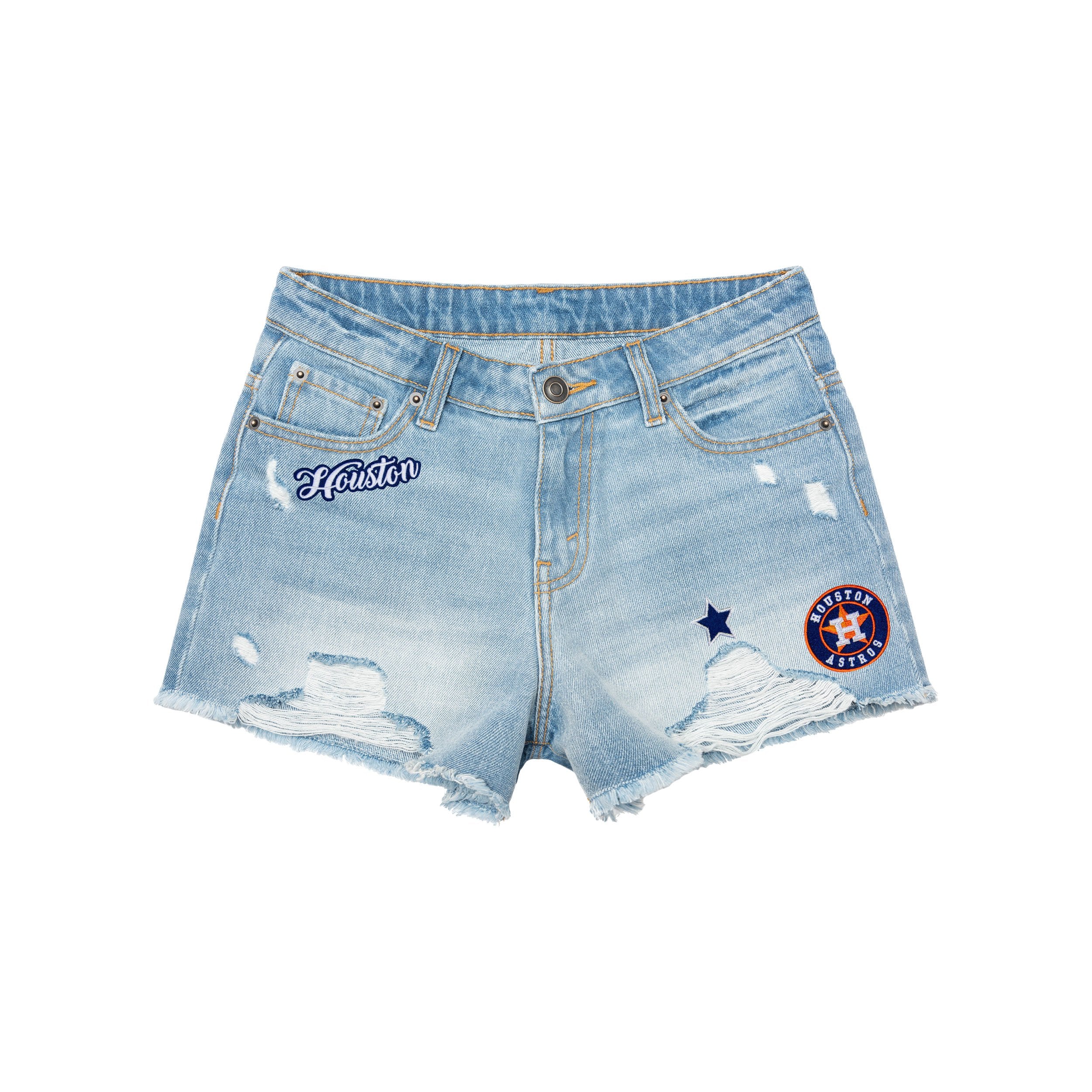 Houston Astros MLB Womens Team Logo Denim Shorts - Image 3