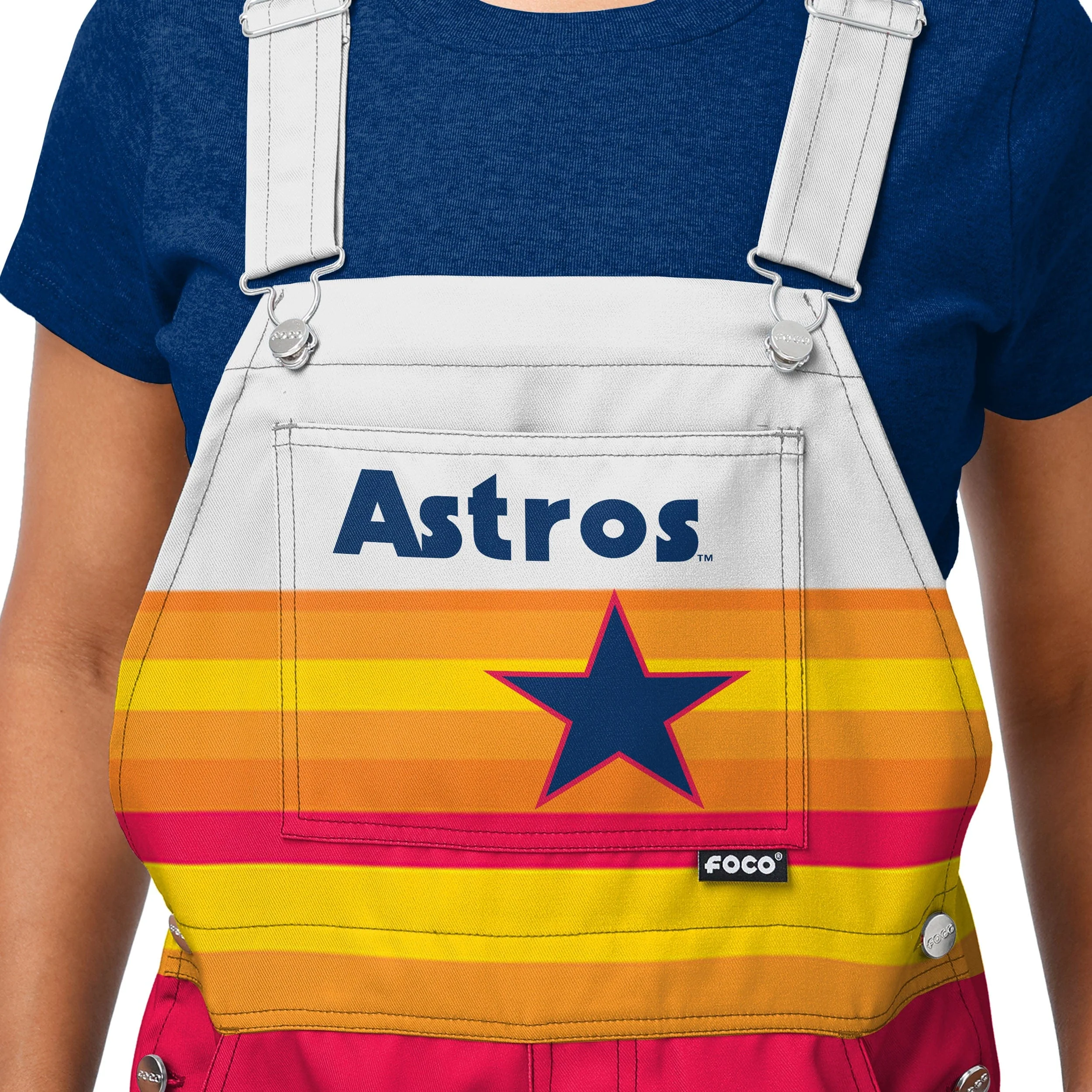 Houston Astros MLB Womens Throwback Stripe Thematic Bib Overalls - Image 3