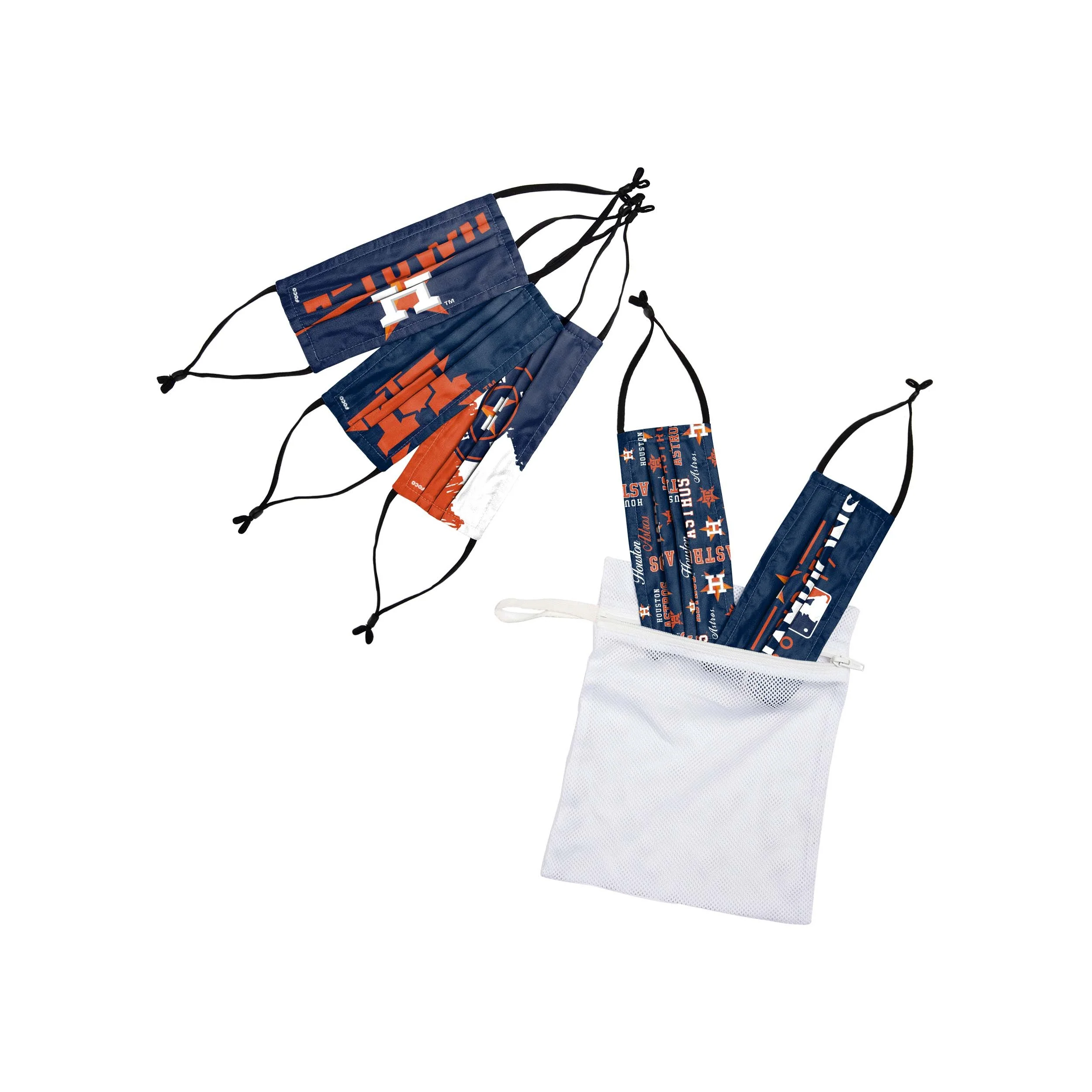 Houston Astros MLB Youth Rising Stars Adjustable 5 Pack Face Cover - Image 2