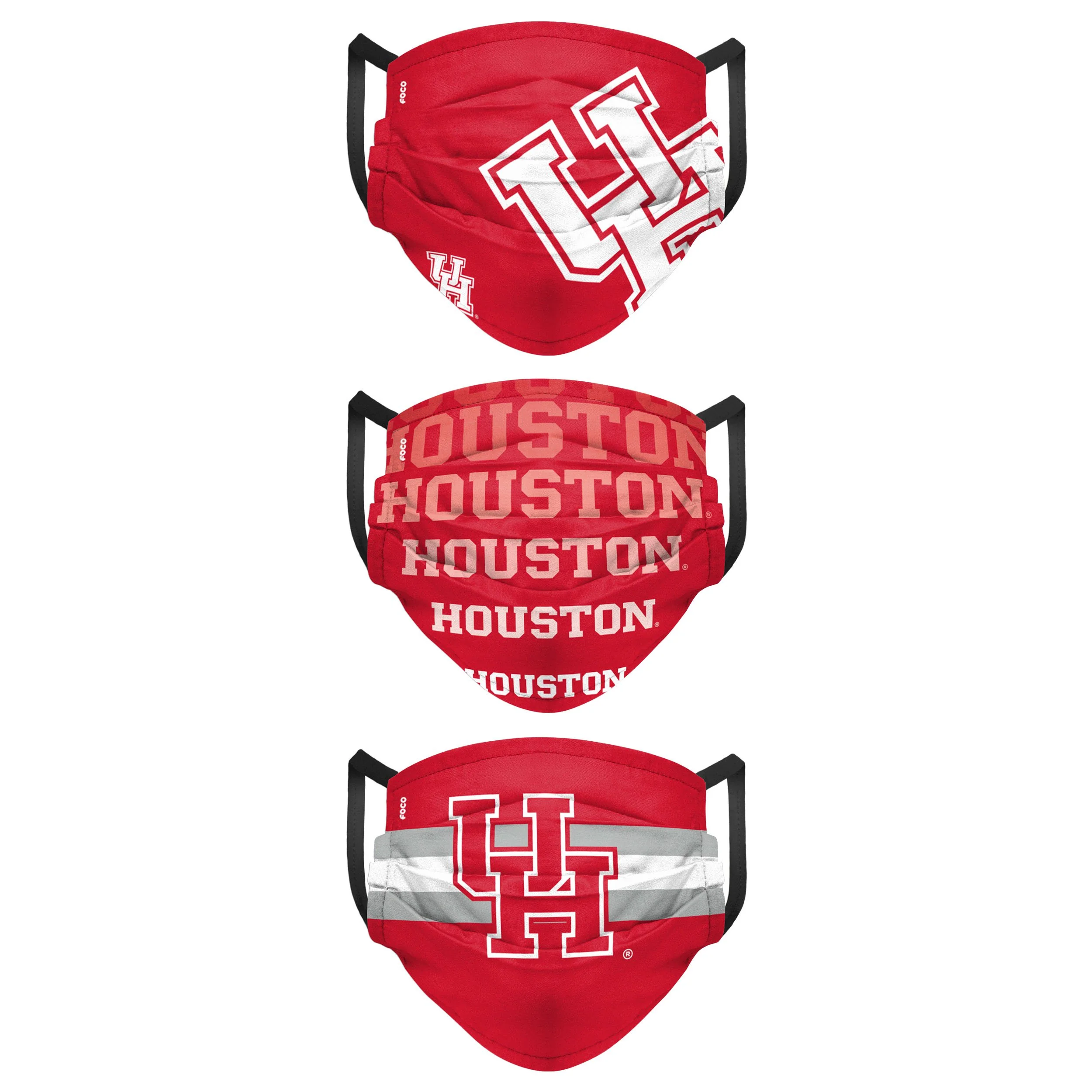 Houston Cougars NCAA Mens Matchday 3 Pack Face Cover - Image 2