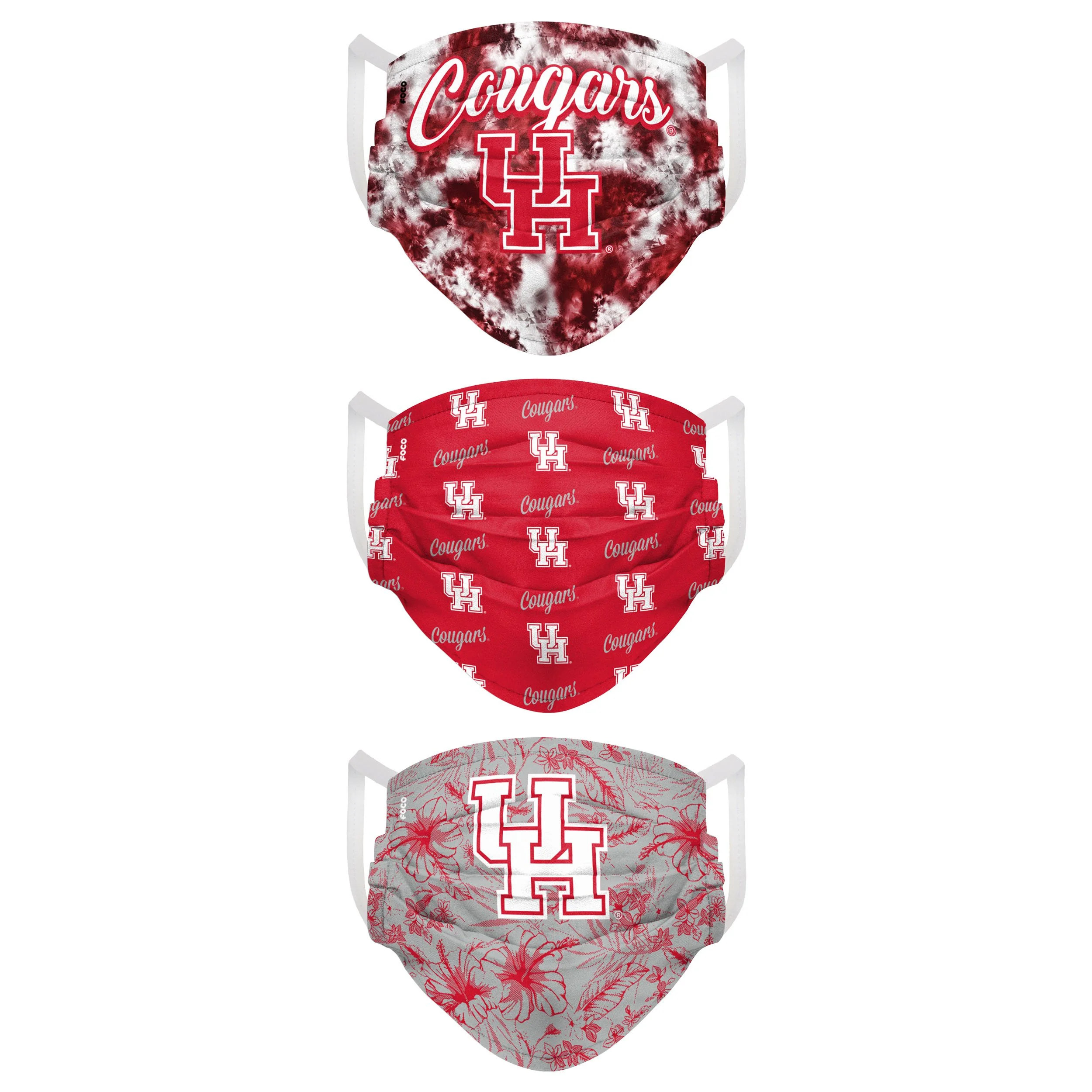 Houston Cougars NCAA Womens Matchday 3 Pack Face Cover - Image 2