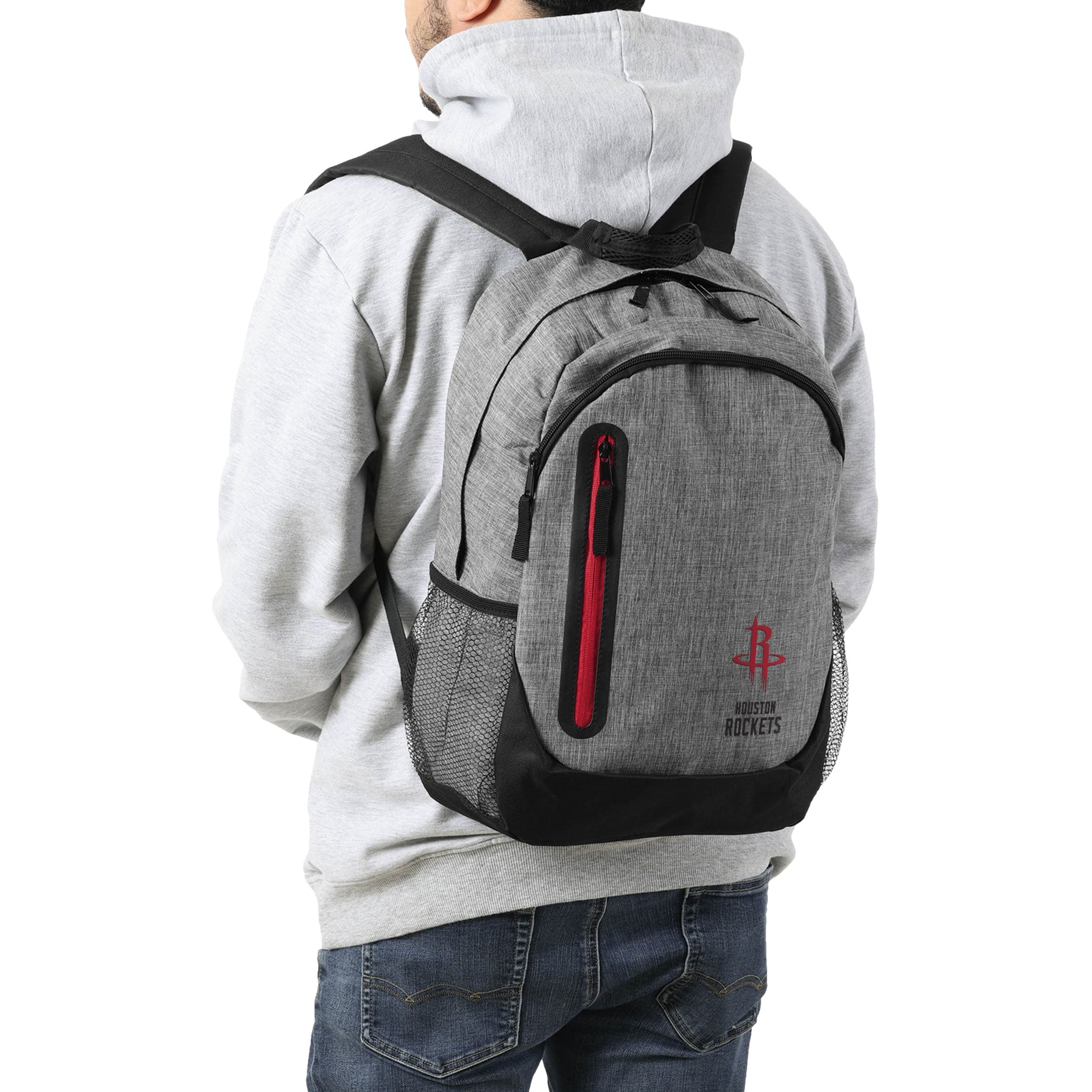 Houston Rockets NBA Heather Grey Bold Color Backpack - Image 5