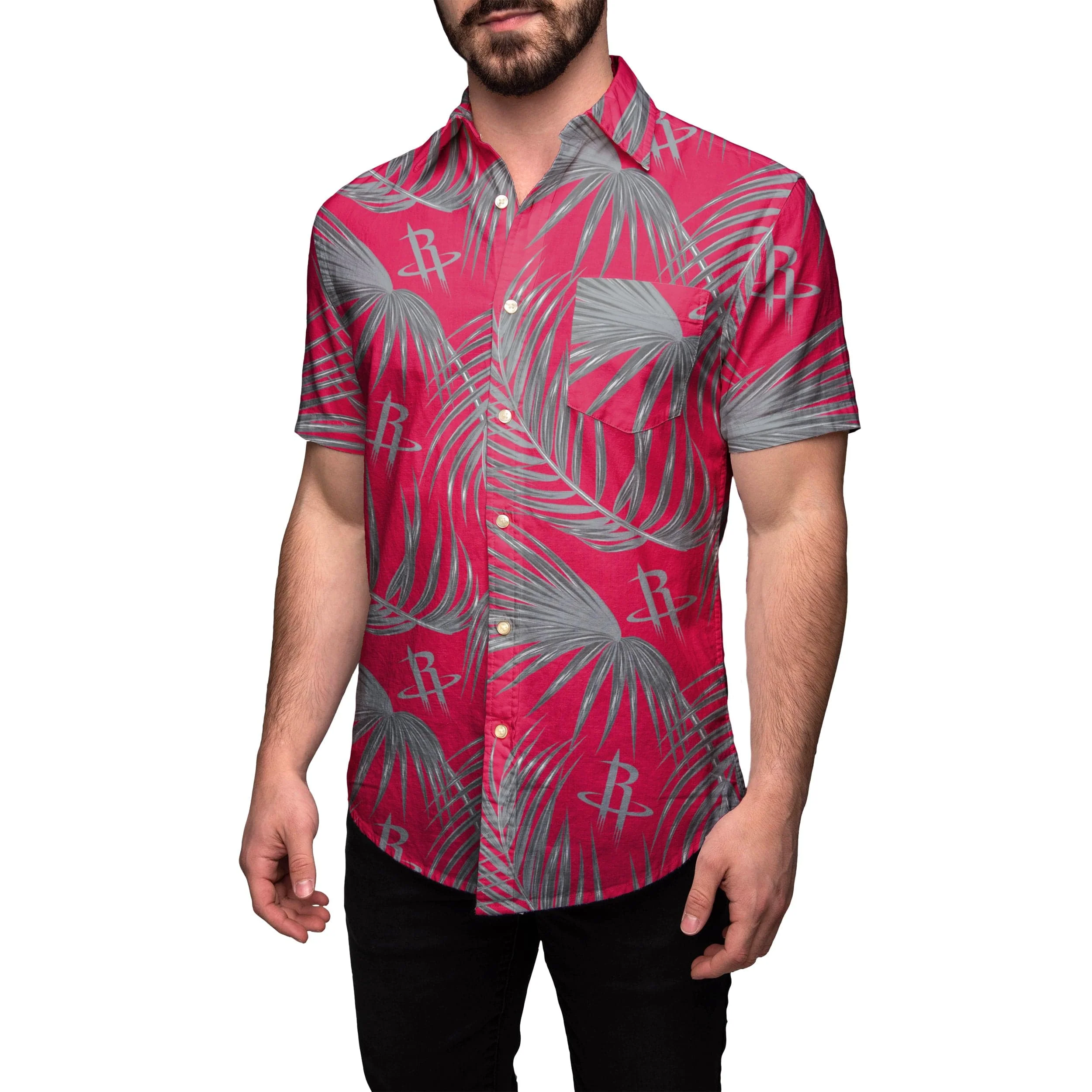 Houston Rockets NBA Mens Hawaiian Button Up Shirt - Image 2