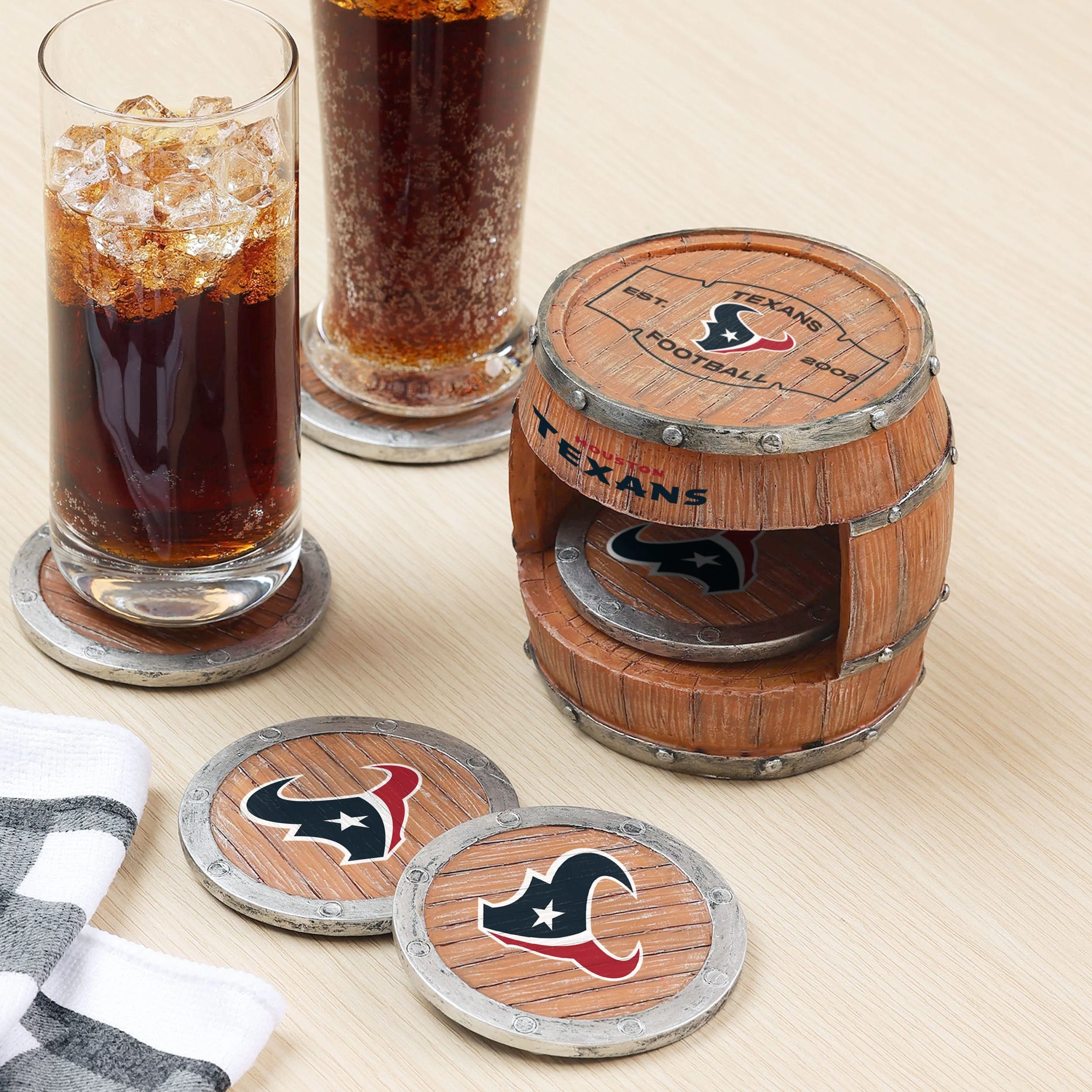 Houston Texans NFL 5 Pack Barrel Coaster Set - Image 2
