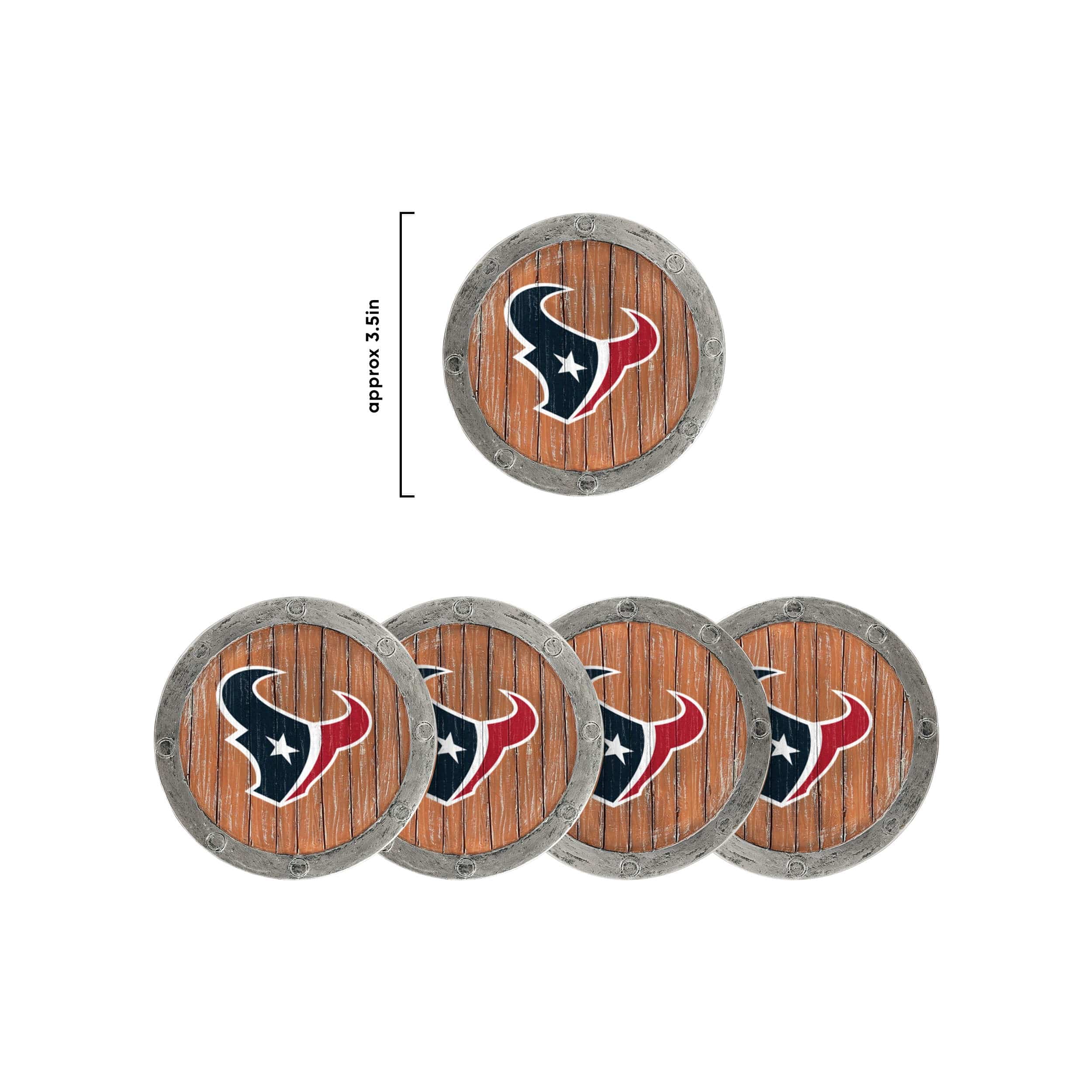 Houston Texans NFL 5 Pack Barrel Coaster Set - Image 5