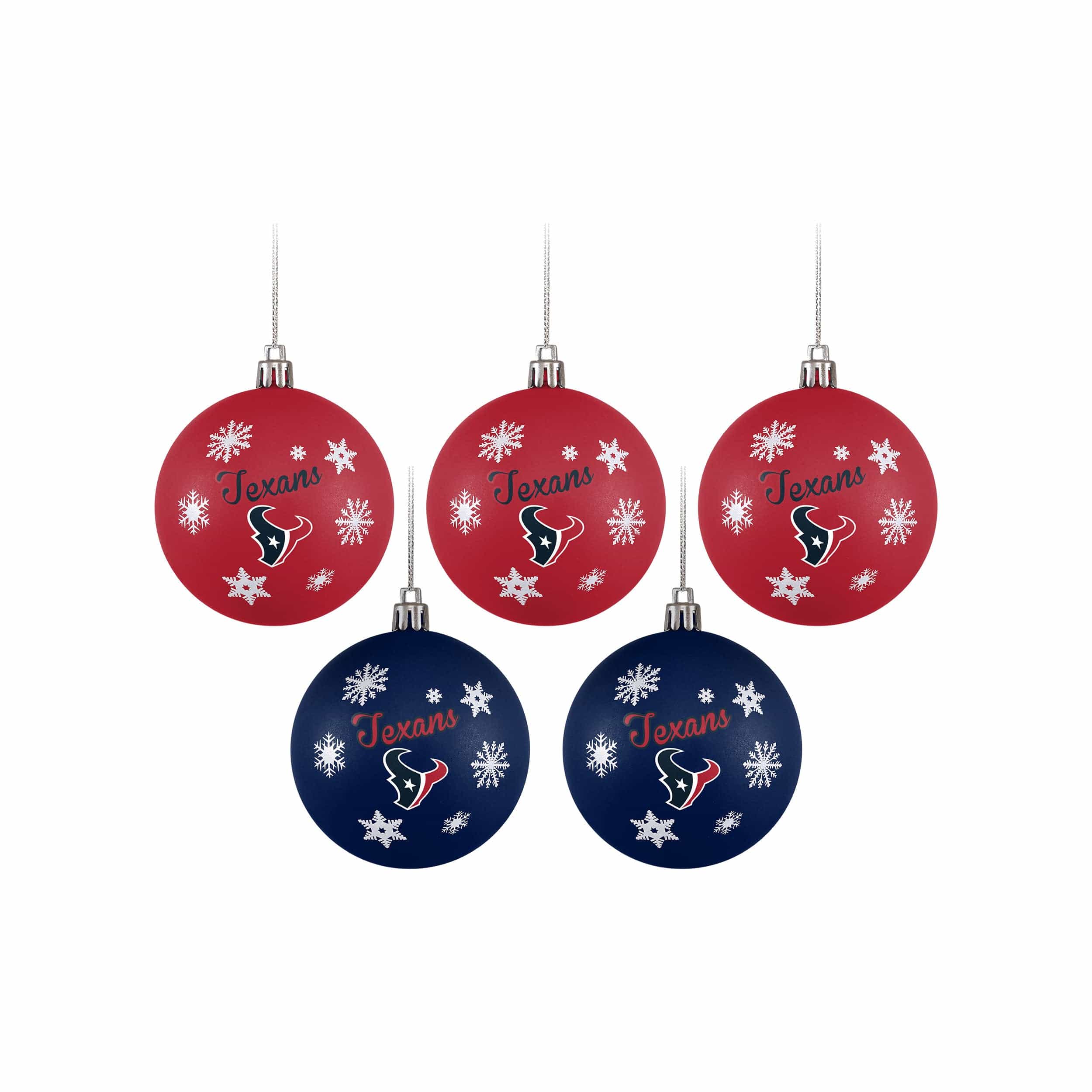 Houston Texans NFL 5 Pack Shatterproof Ball Ornament Set