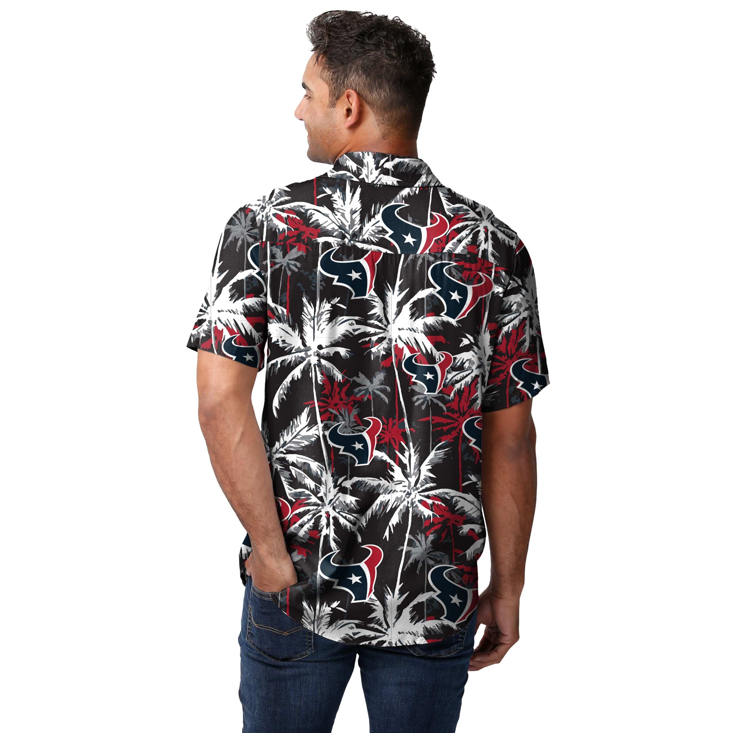 Houston Texans NFL Mens Black Floral Button Up Shirt - Image 3