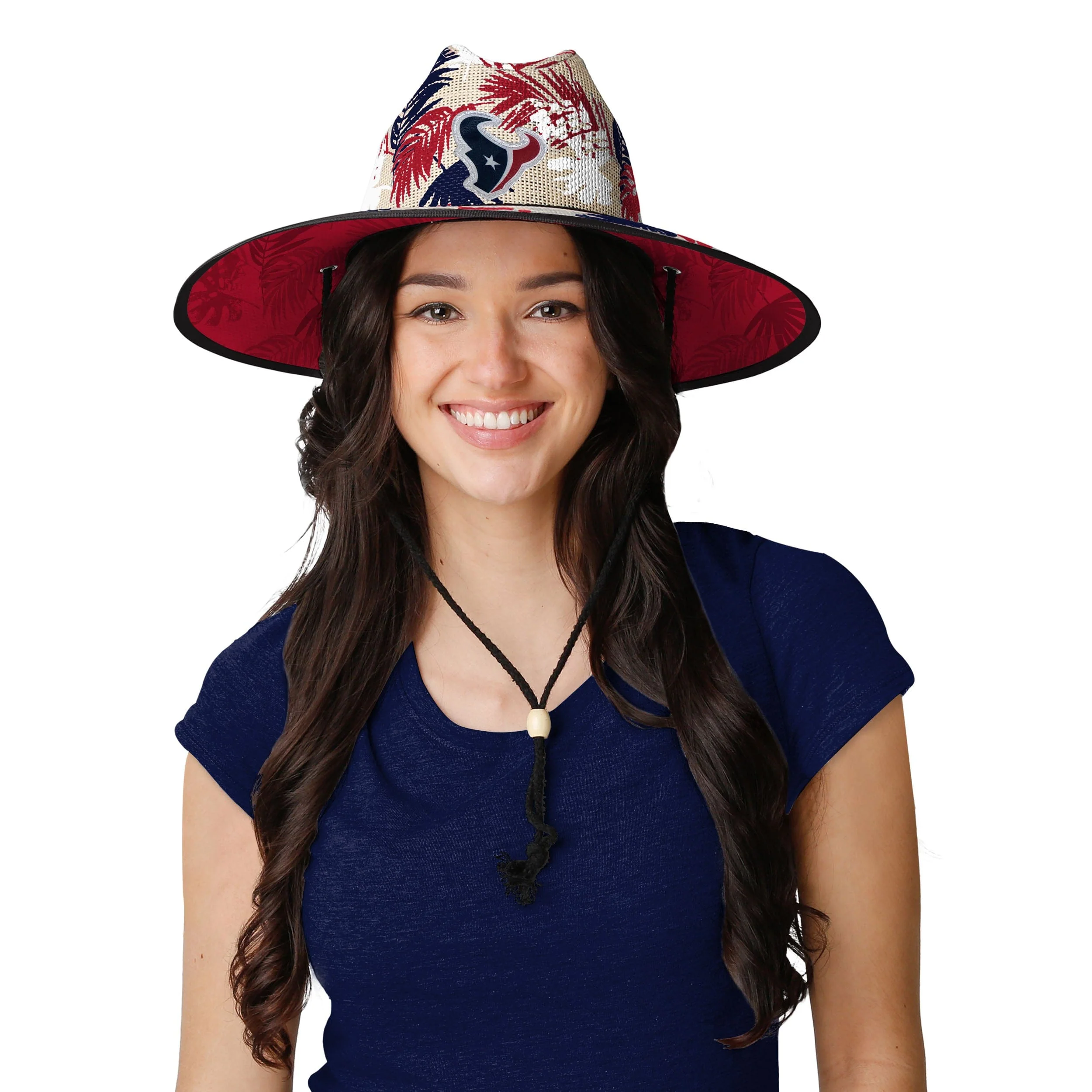 Houston Texans NFL Floral Printed Straw Hat - Image 2