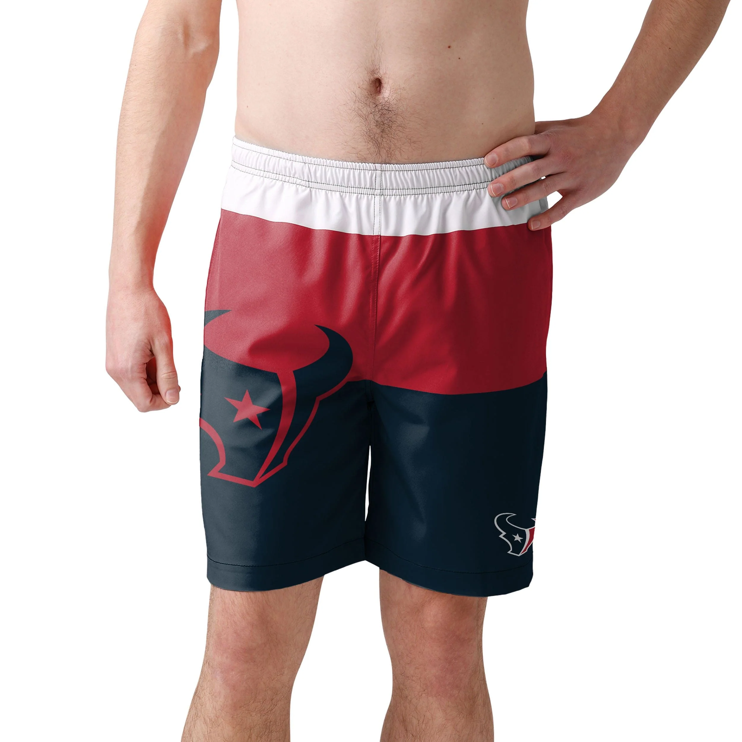 Houston Texans NFL Mens 3 Stripe Big Logo Swimming Trunks - Image 2