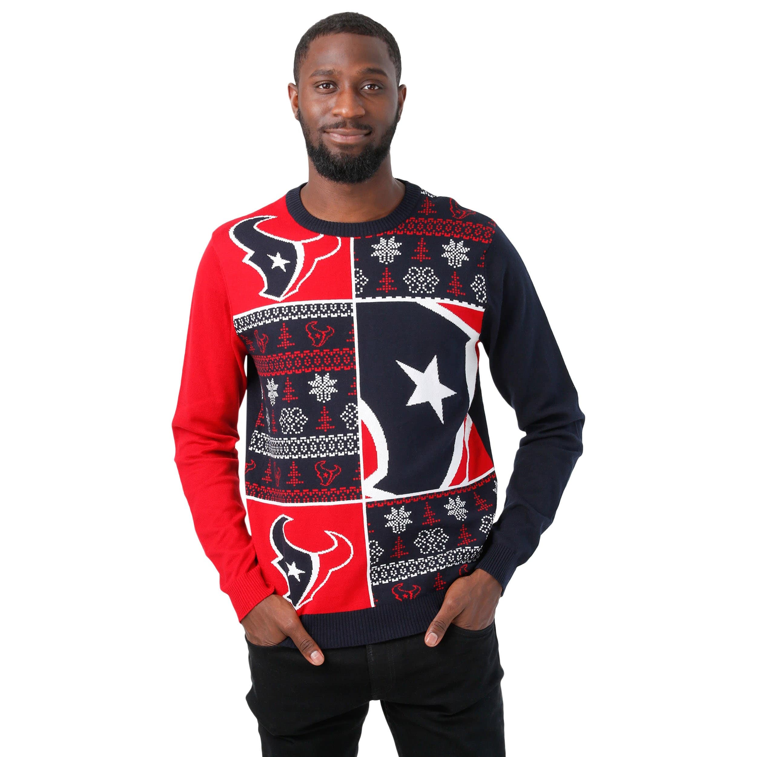 Houston Texans NFL Mens Busy Block Snowfall Sweater - Image 2