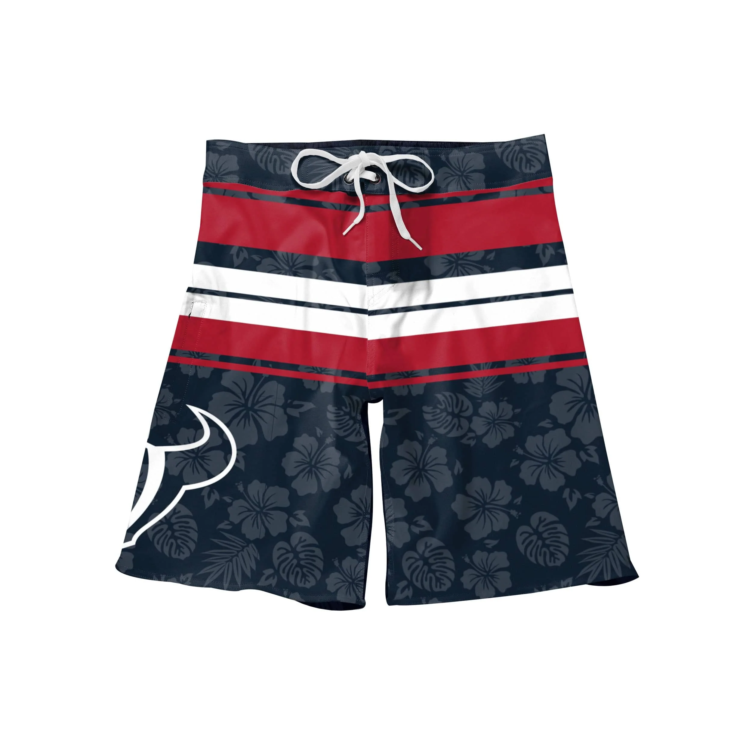 Houston Texans NFL Mens Hibiscus Boardwalk Stripe Boardshorts - Image 4