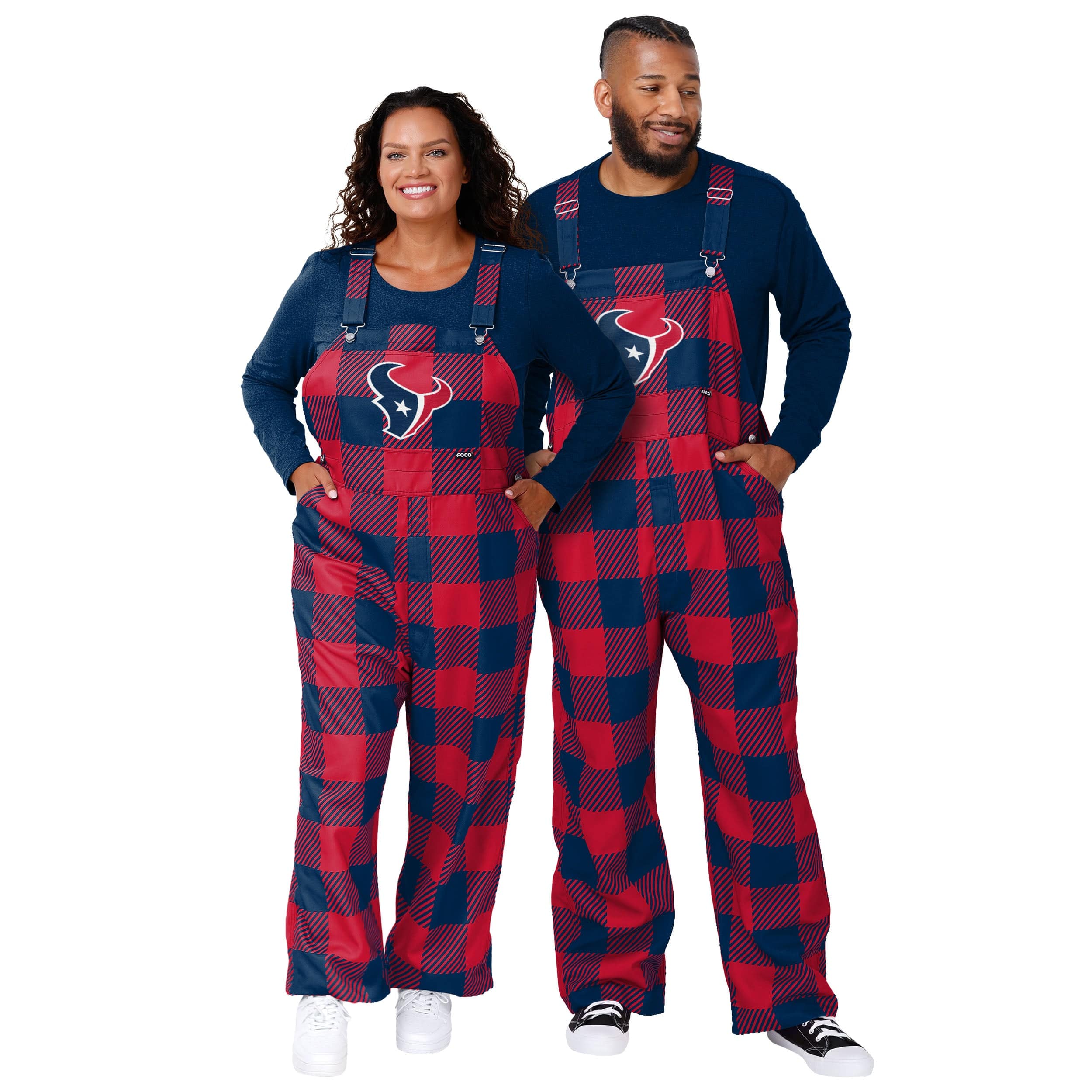 Houston Texans NFL Mens Plaid Bib Overalls - Image 3