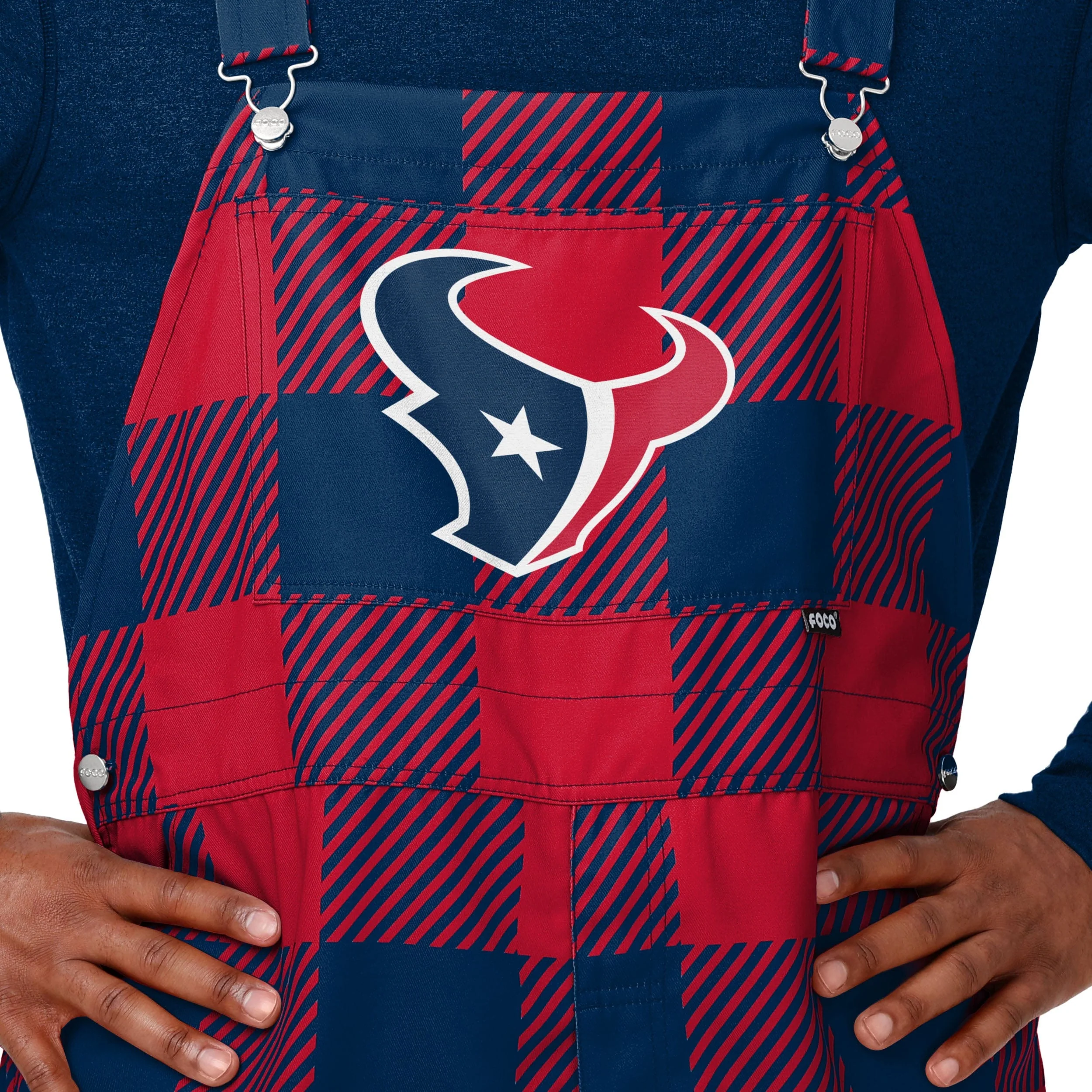 Houston Texans NFL Mens Plaid Bib Overalls - Image 4