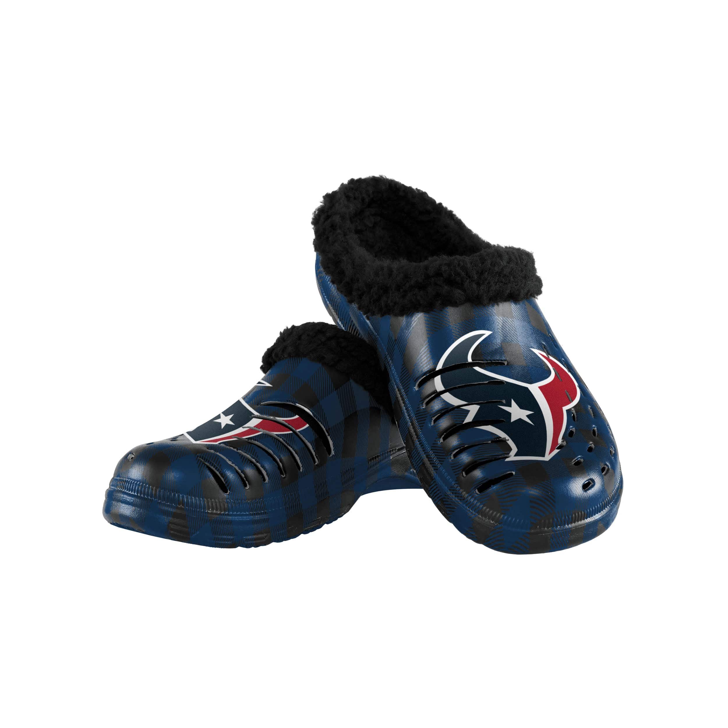 Houston Texans NFL Mens Sherpa Lined Buffalo Check Clog
