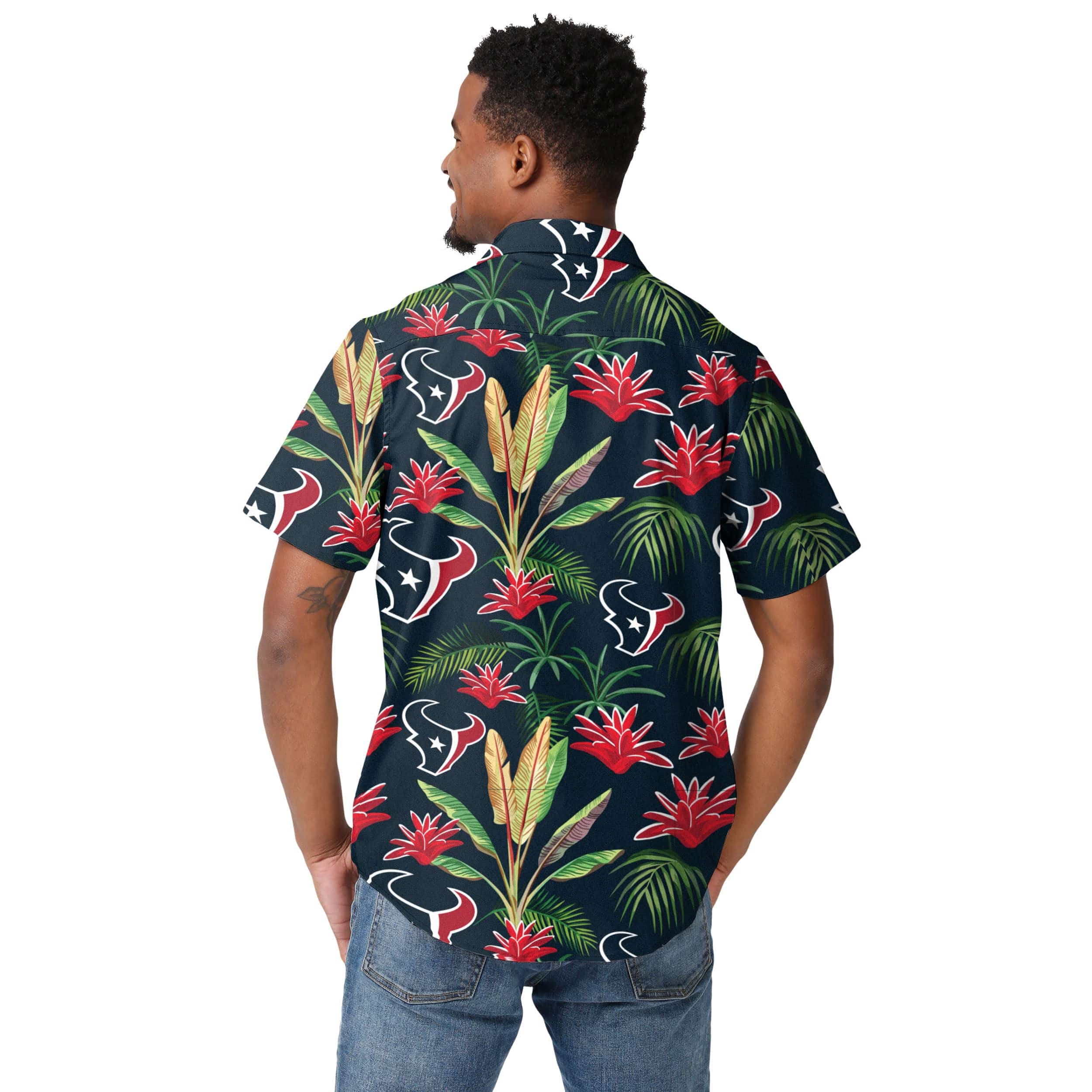 Houston Texans NFL Mens Victory Vacay Button Up Shirt - Image 3