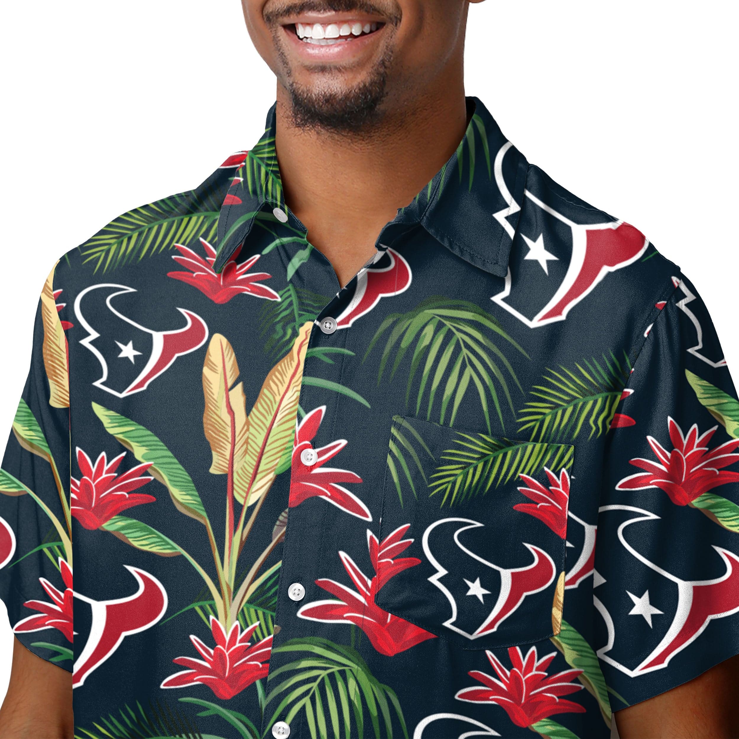 Houston Texans NFL Mens Victory Vacay Button Up Shirt - Image 4