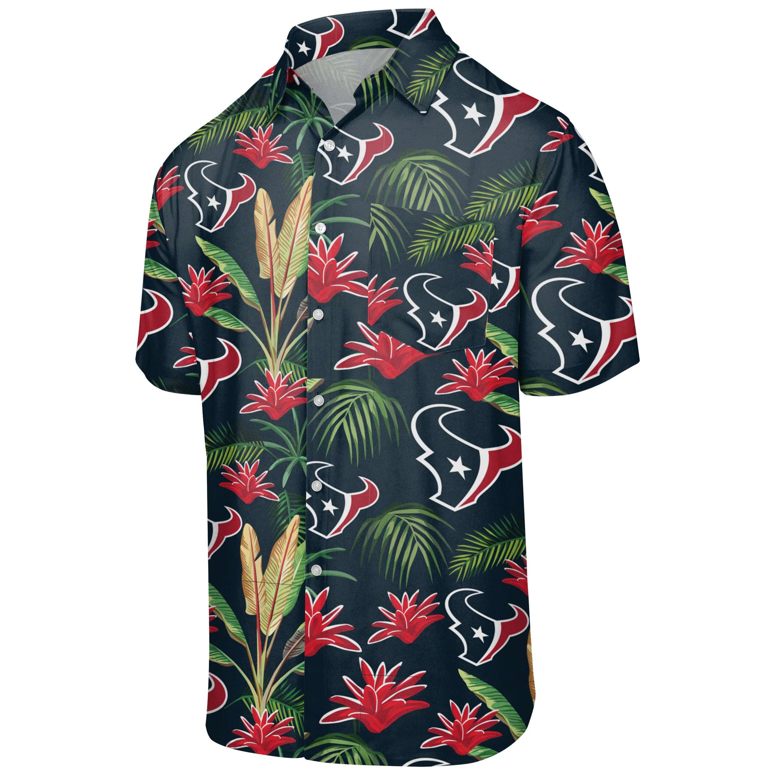 Houston Texans NFL Mens Victory Vacay Button Up Shirt - Image 5