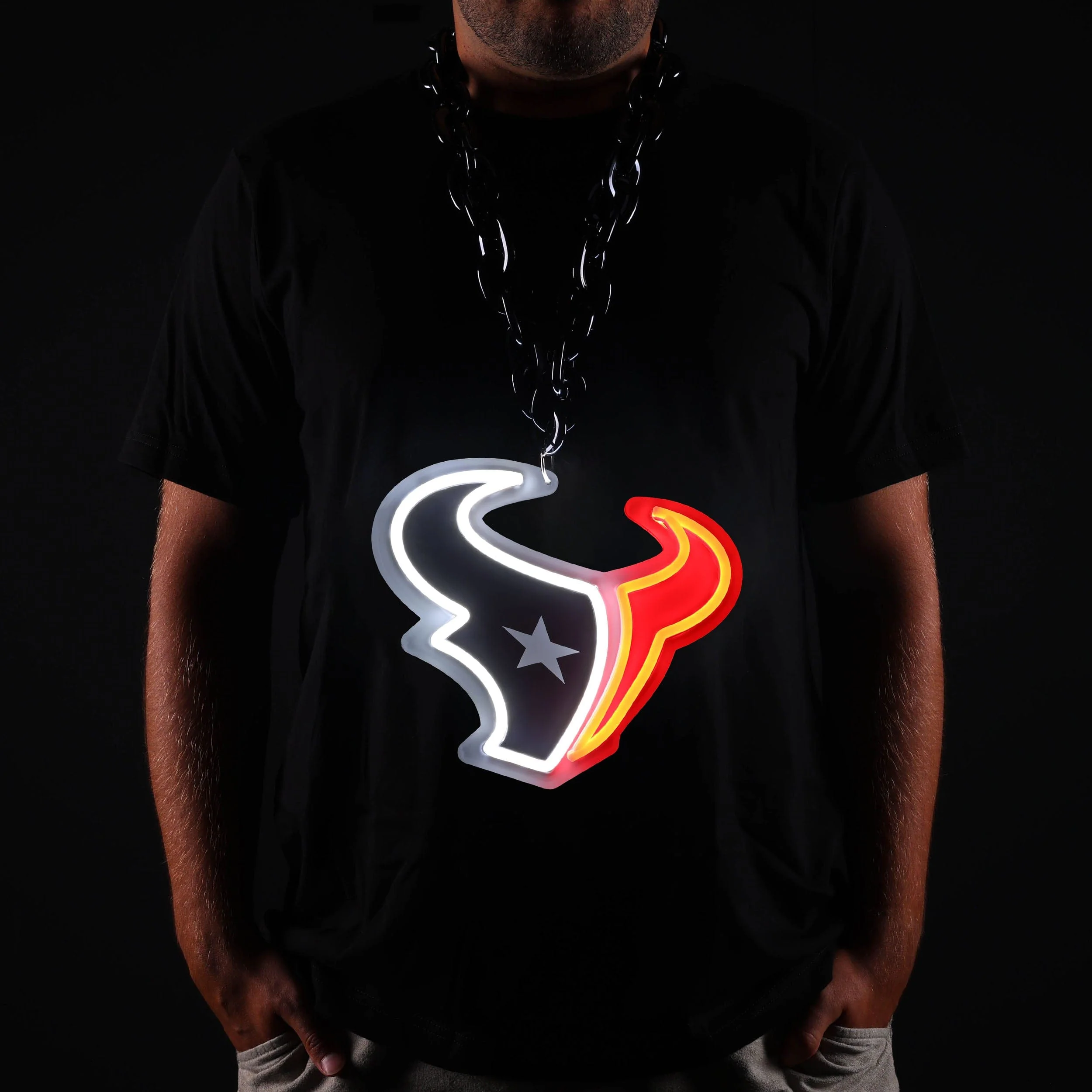 Houston Texans NFL Neon Light Up Big Logo Chain - Image 3