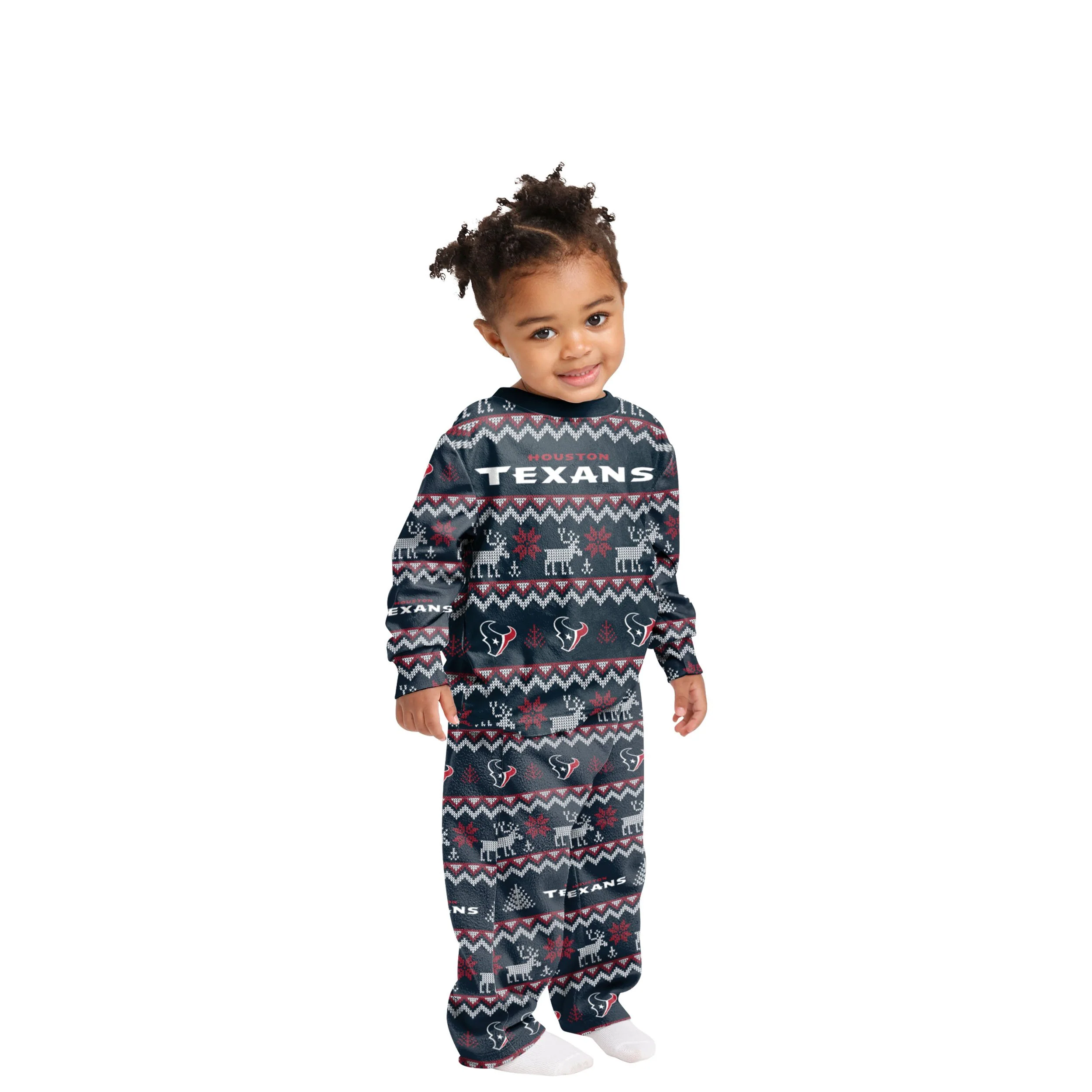 Houston Texans NFL Ugly Pattern Family Holiday Pajamas - Image 3