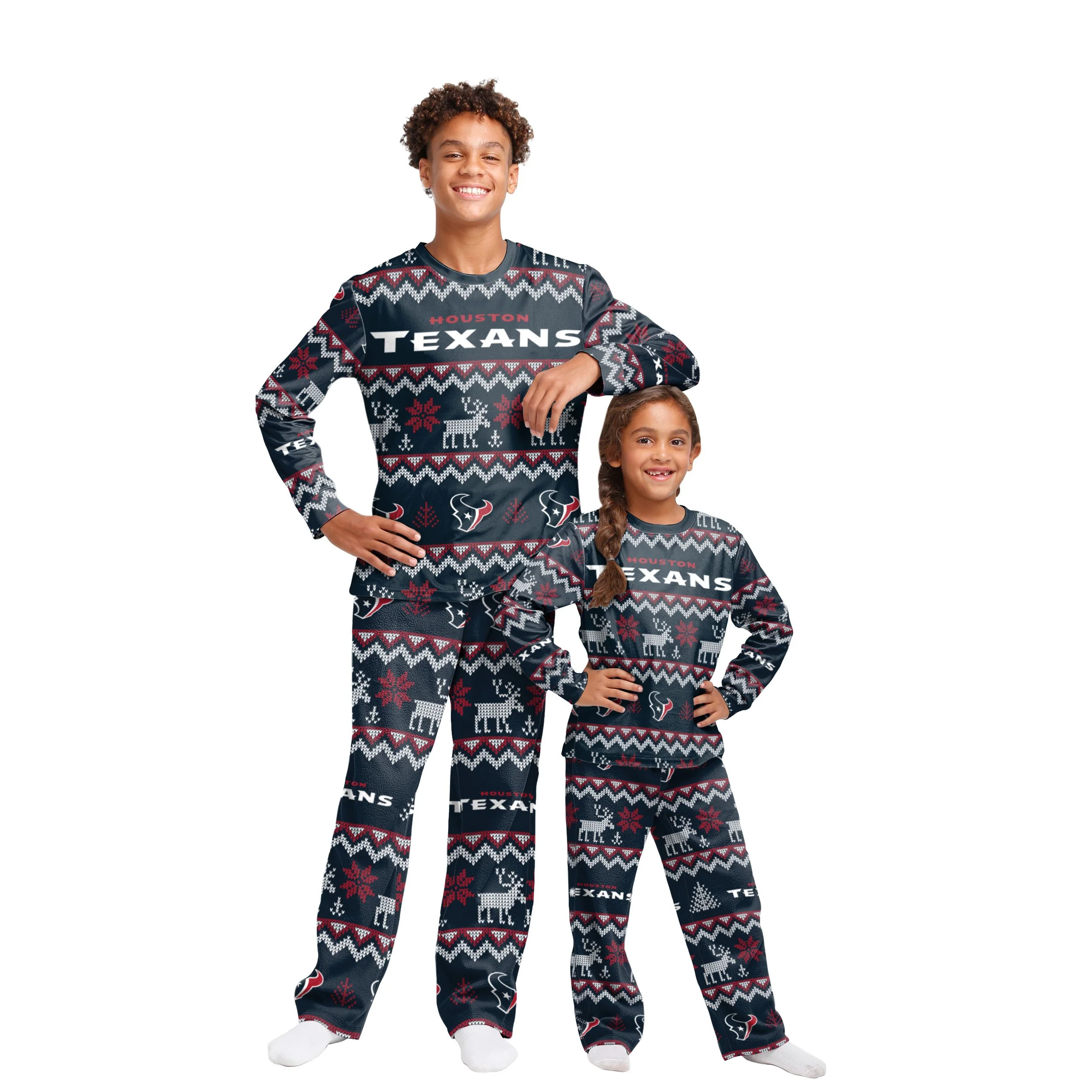 Houston Texans NFL Ugly Pattern Family Holiday Pajamas - Image 4