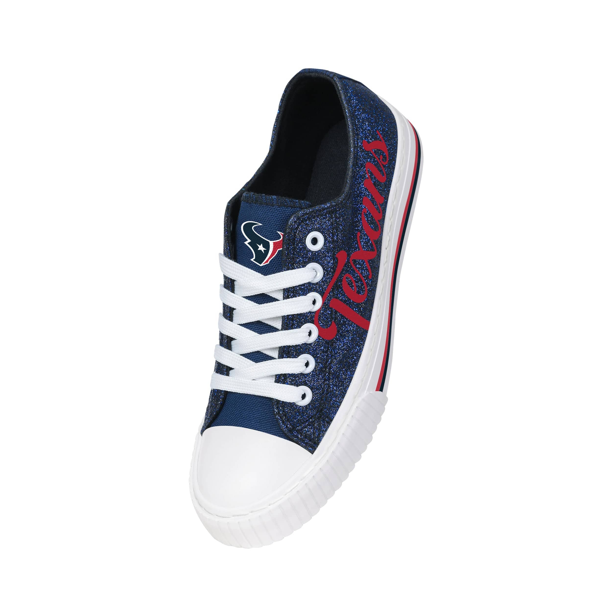 Houston Texans NFL Womens Color Glitter Low Top Canvas Shoes - Image 3