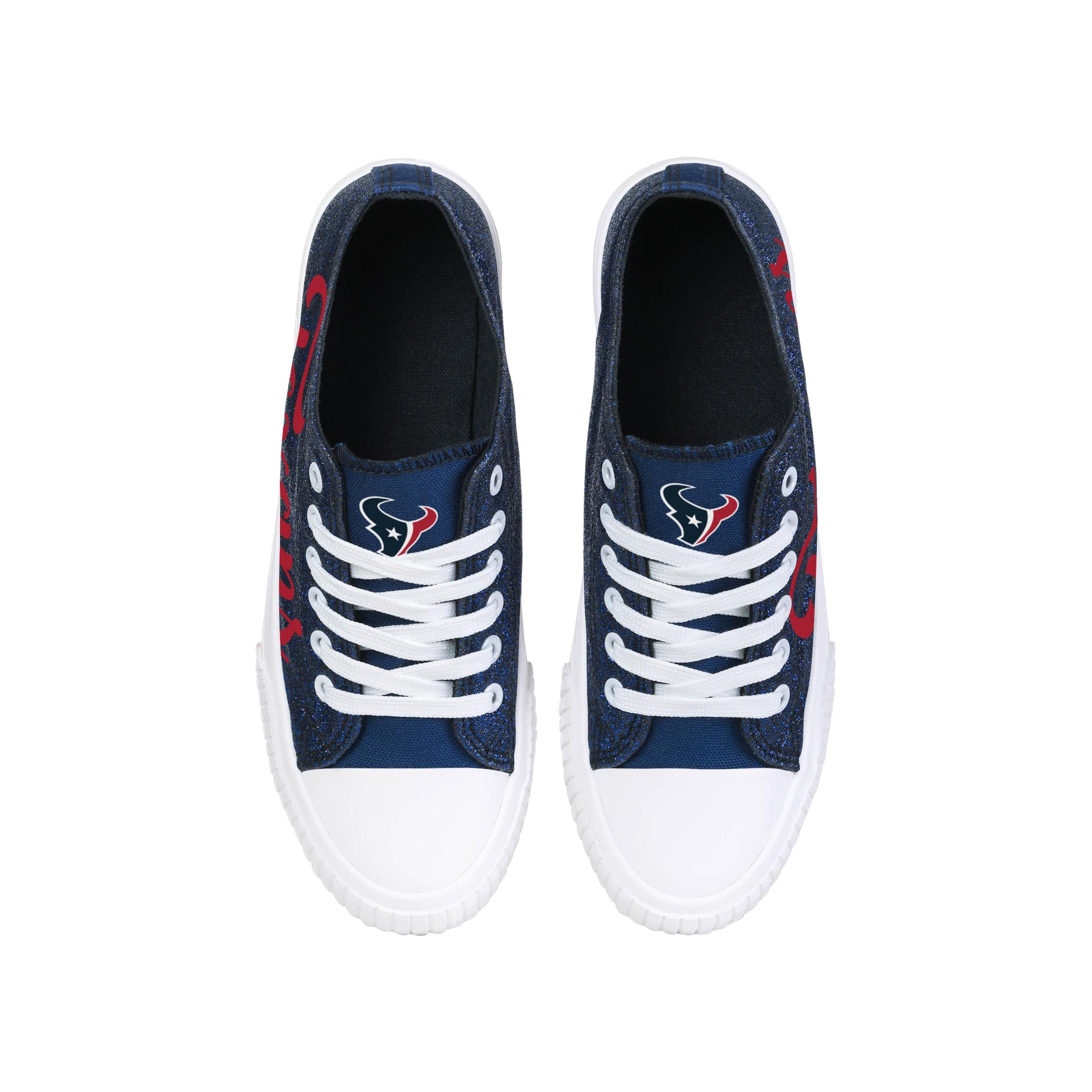 Houston Texans NFL Womens Color Glitter Low Top Canvas Shoes - Image 4