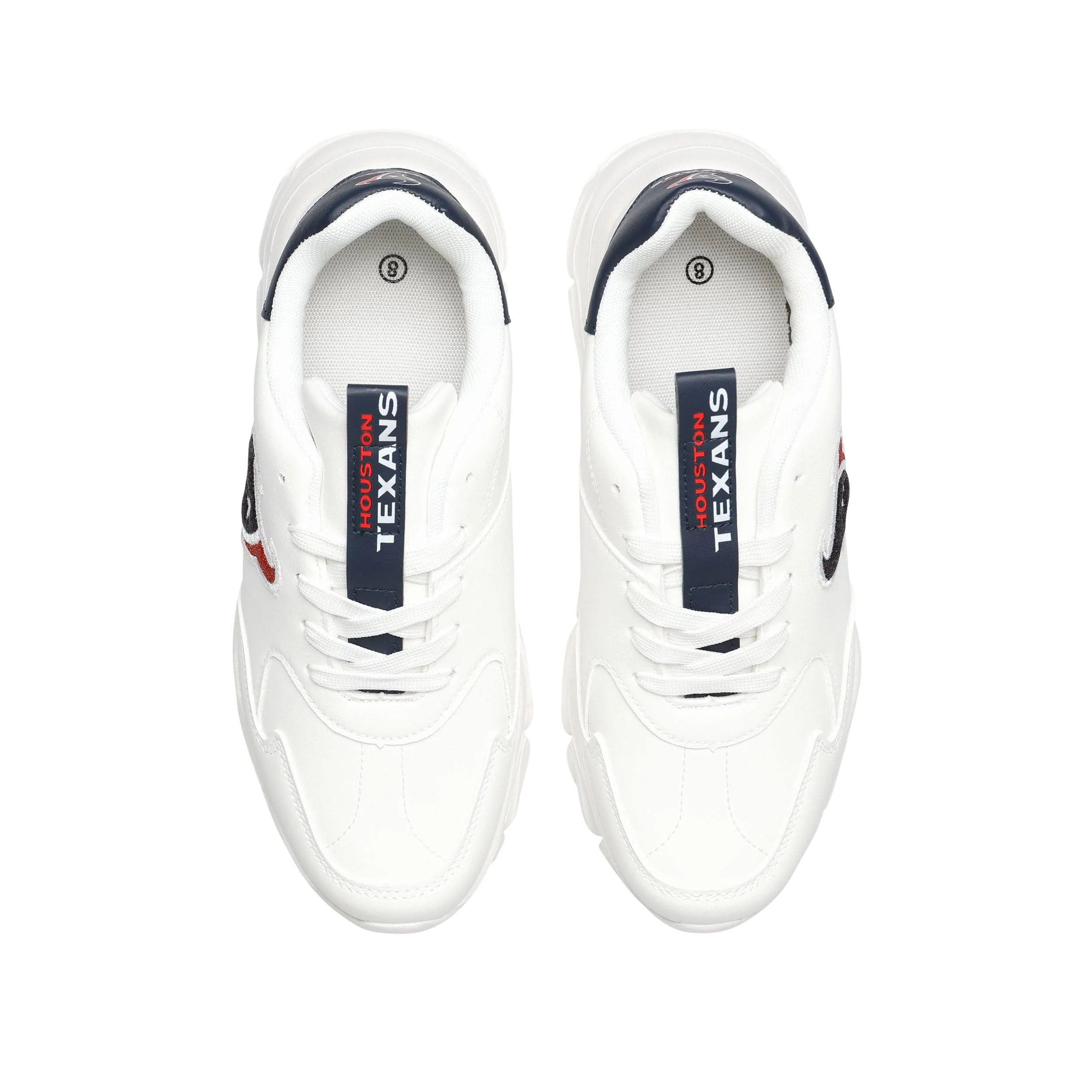 Houston Texans NFL Womens Glitter Big Logo Vintage White Chunky Sneaker - Image 4
