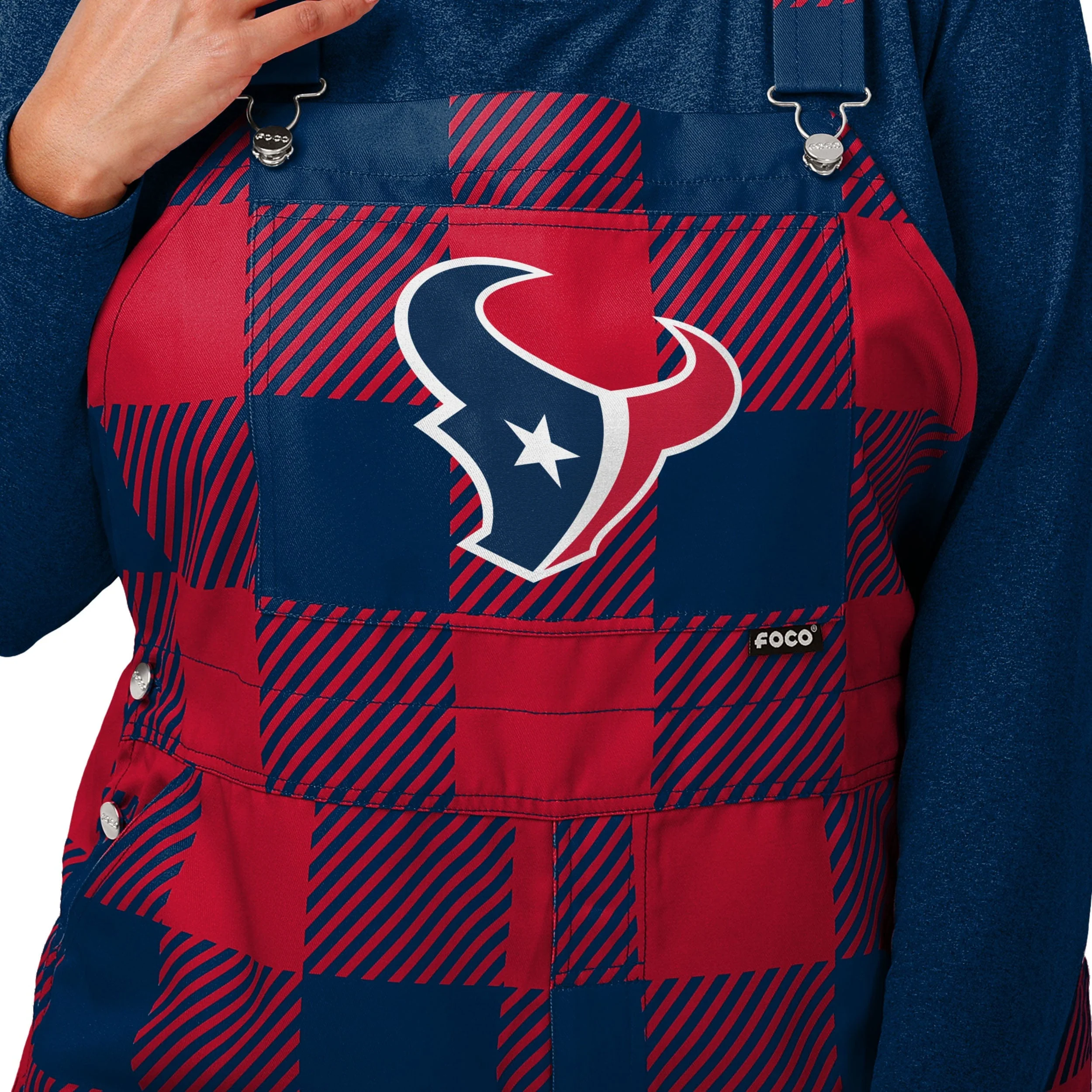 Houston Texans NFL Womens Plaid Bib Overalls - Image 4