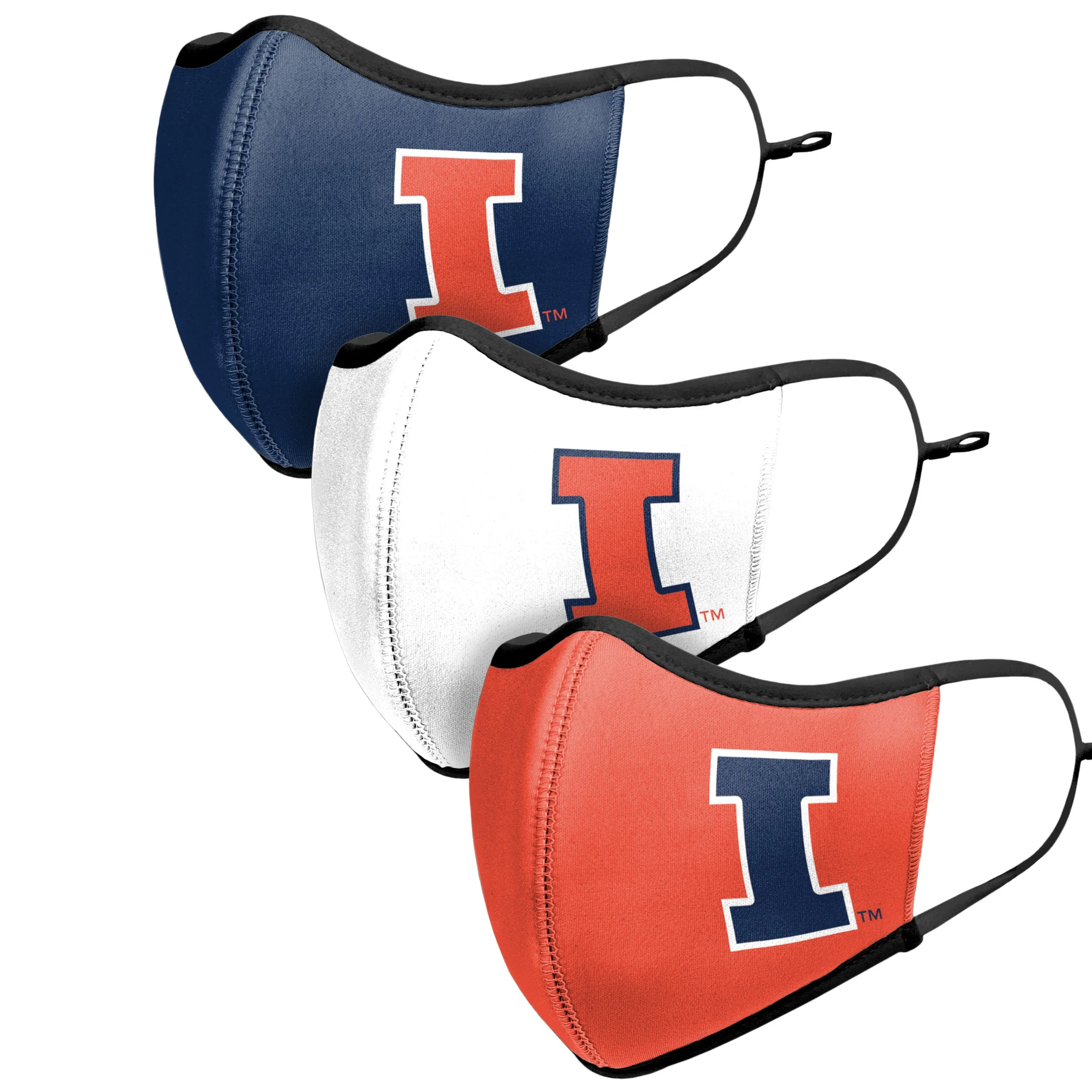 Illinois Fightin Illini NCAA Sport 3 Pack Face Cover - Image 4