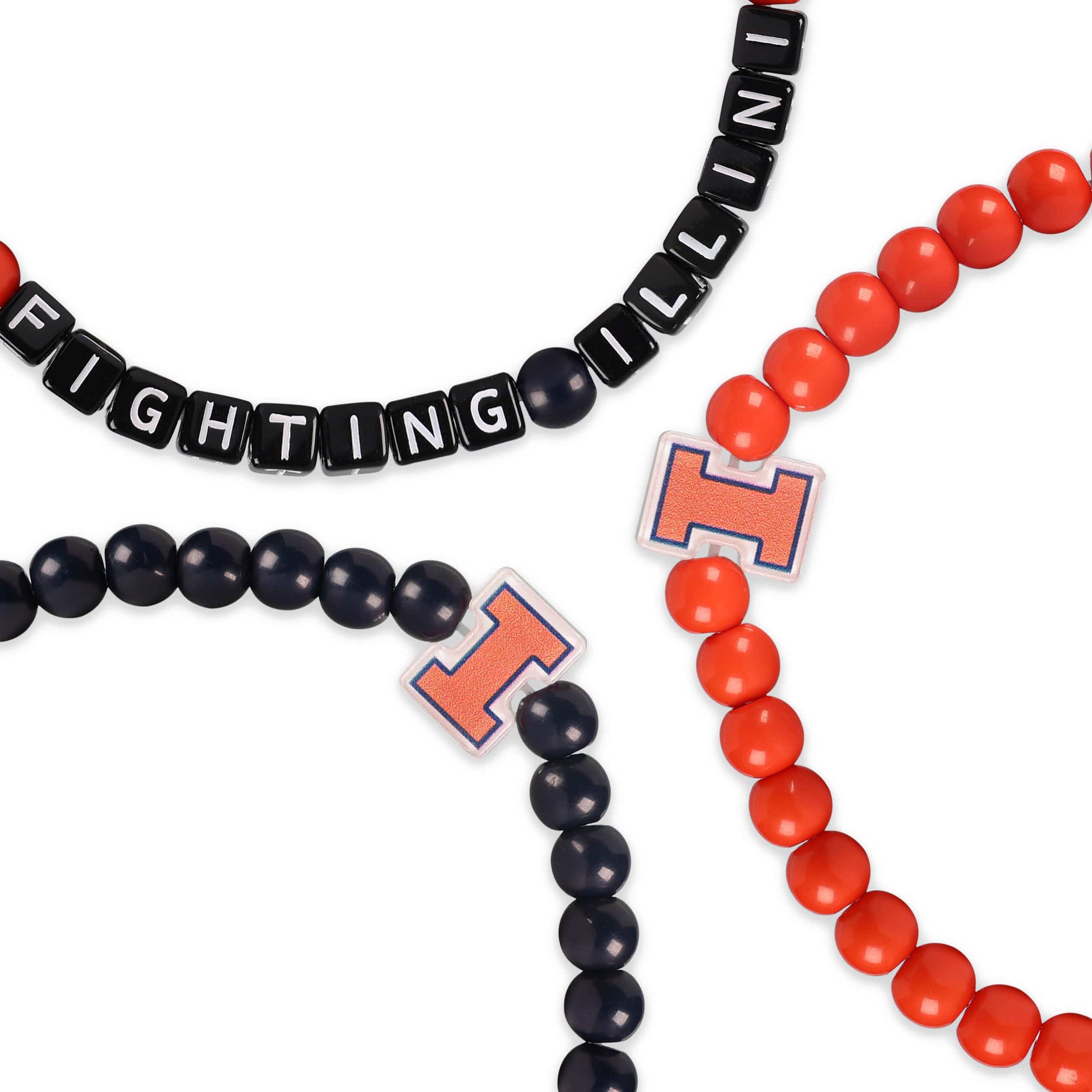 Illinois Fighting Illini NCAA 3 Pack Beaded Friendship Bracelet - Image 2