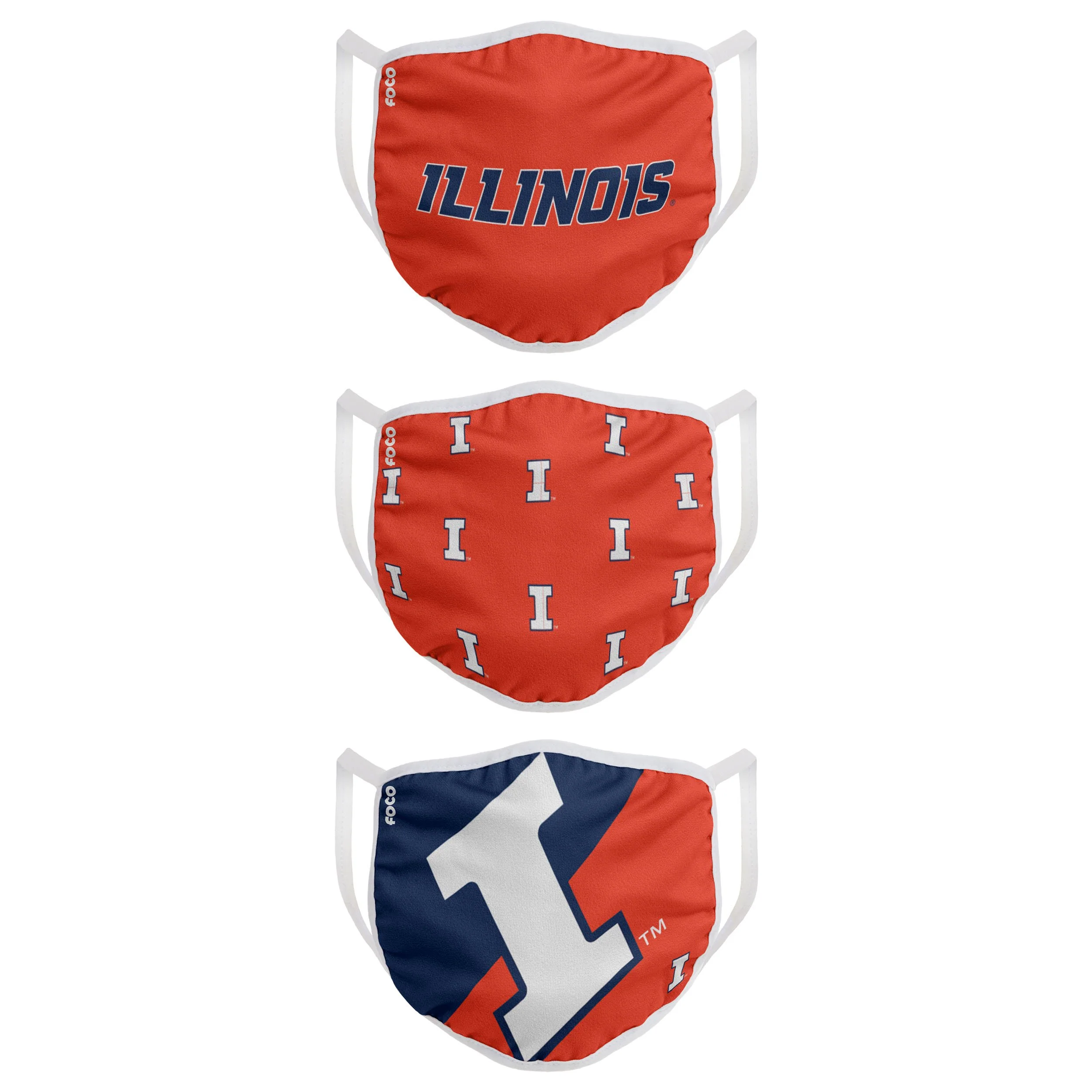 Illinois Fighting Illini NCAA 3 Pack Face Cover - Image 2