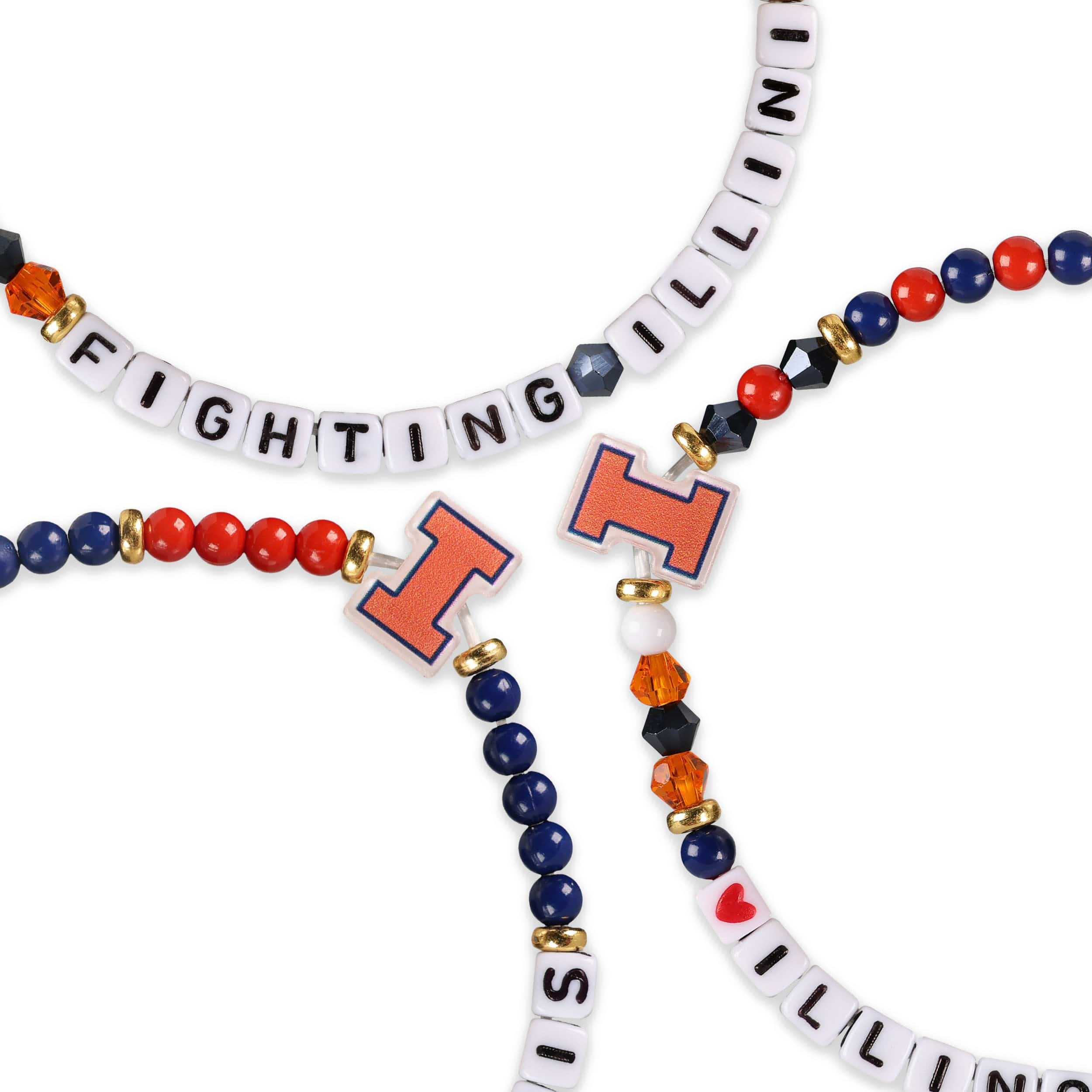 Illinois Fighting Illini NCAA 3 Pack Friendship Bracelet - Image 2