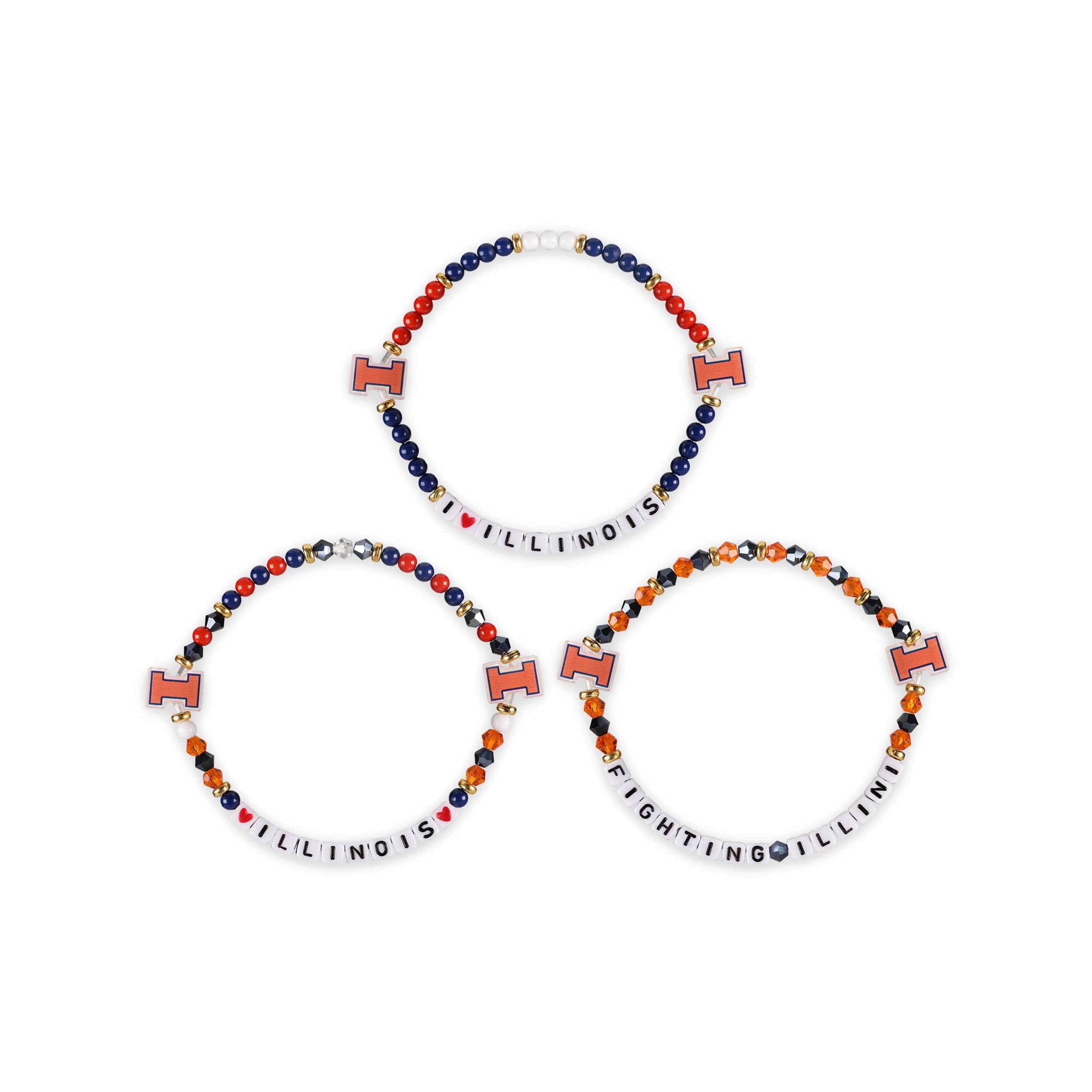 Illinois Fighting Illini NCAA 3 Pack Friendship Bracelet - Image 3