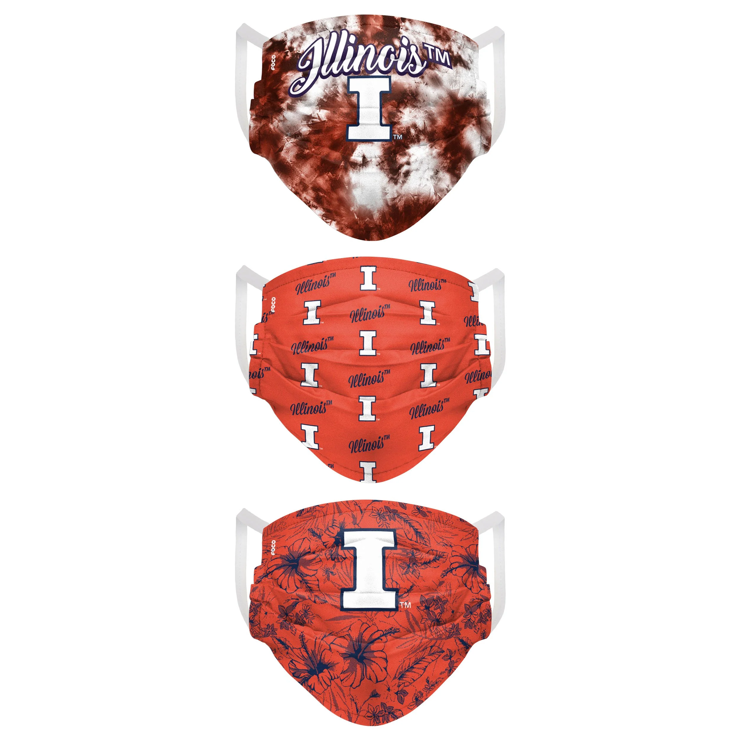 Illinois Fighting Illini NCAA Womens Matchday 3 Pack Face Cover - Image 2