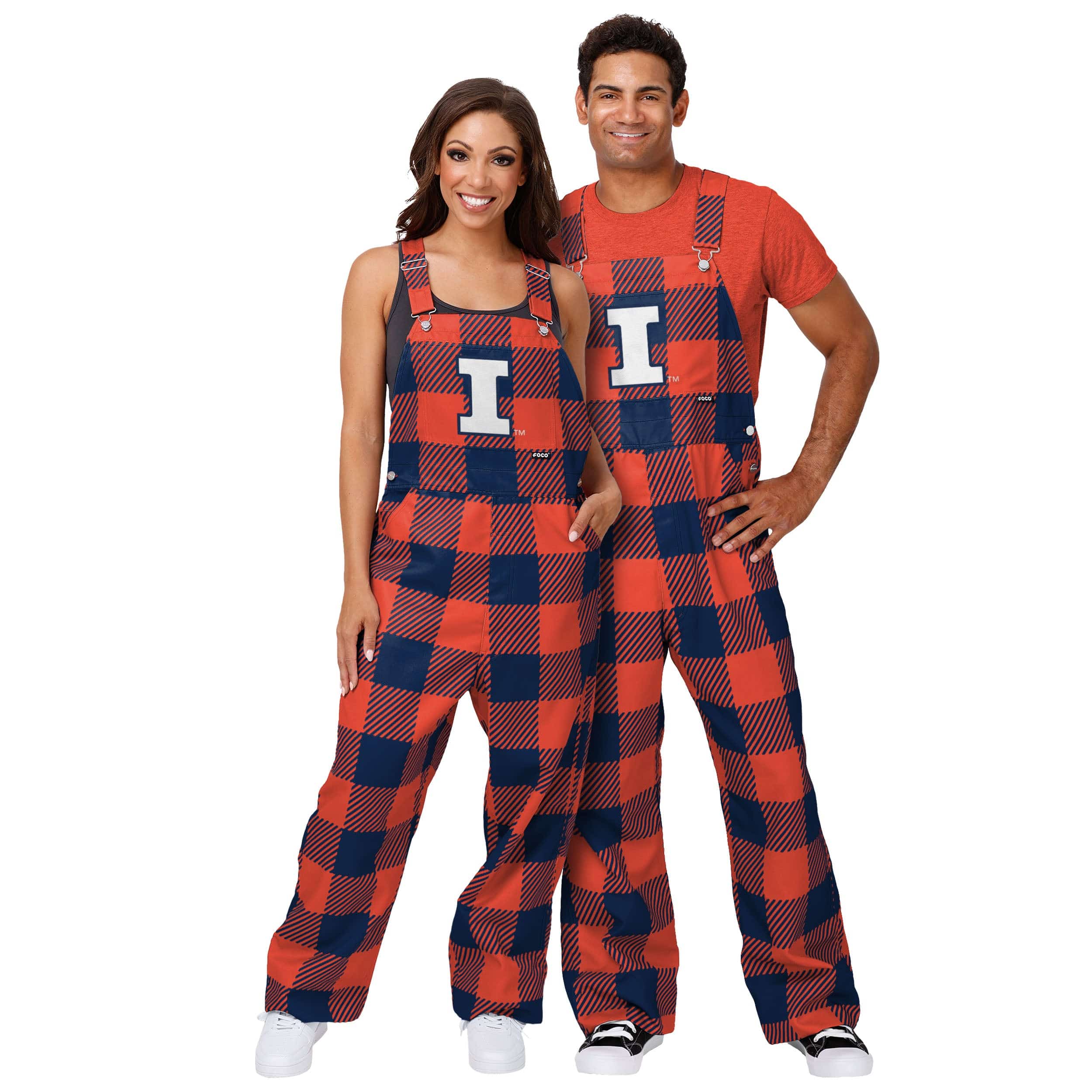 Illinois Fighting Illini NCAA Womens Plaid Bib Overalls - Image 3
