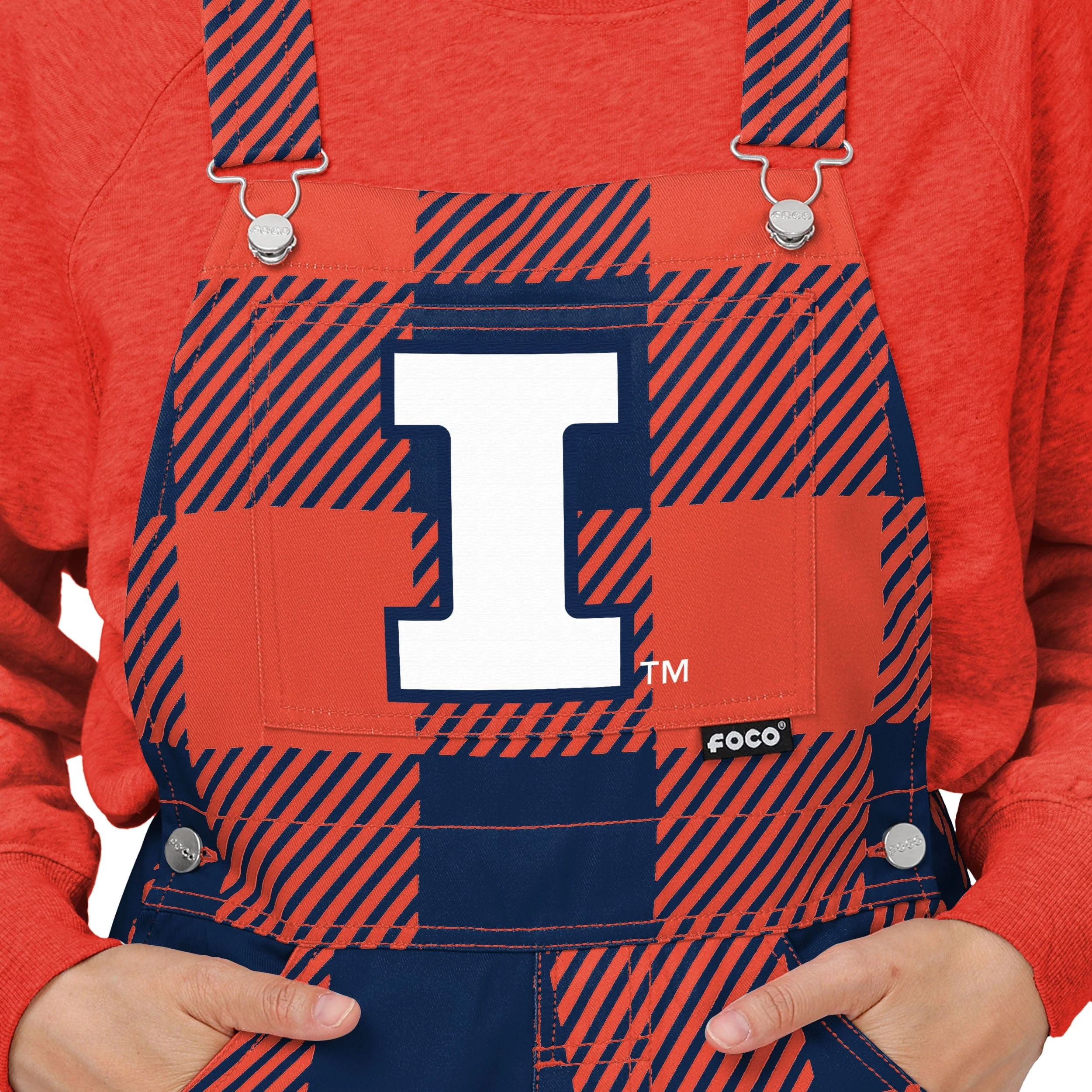 Illinois Fighting Illini NCAA Womens Plaid Bib Overalls - Image 4