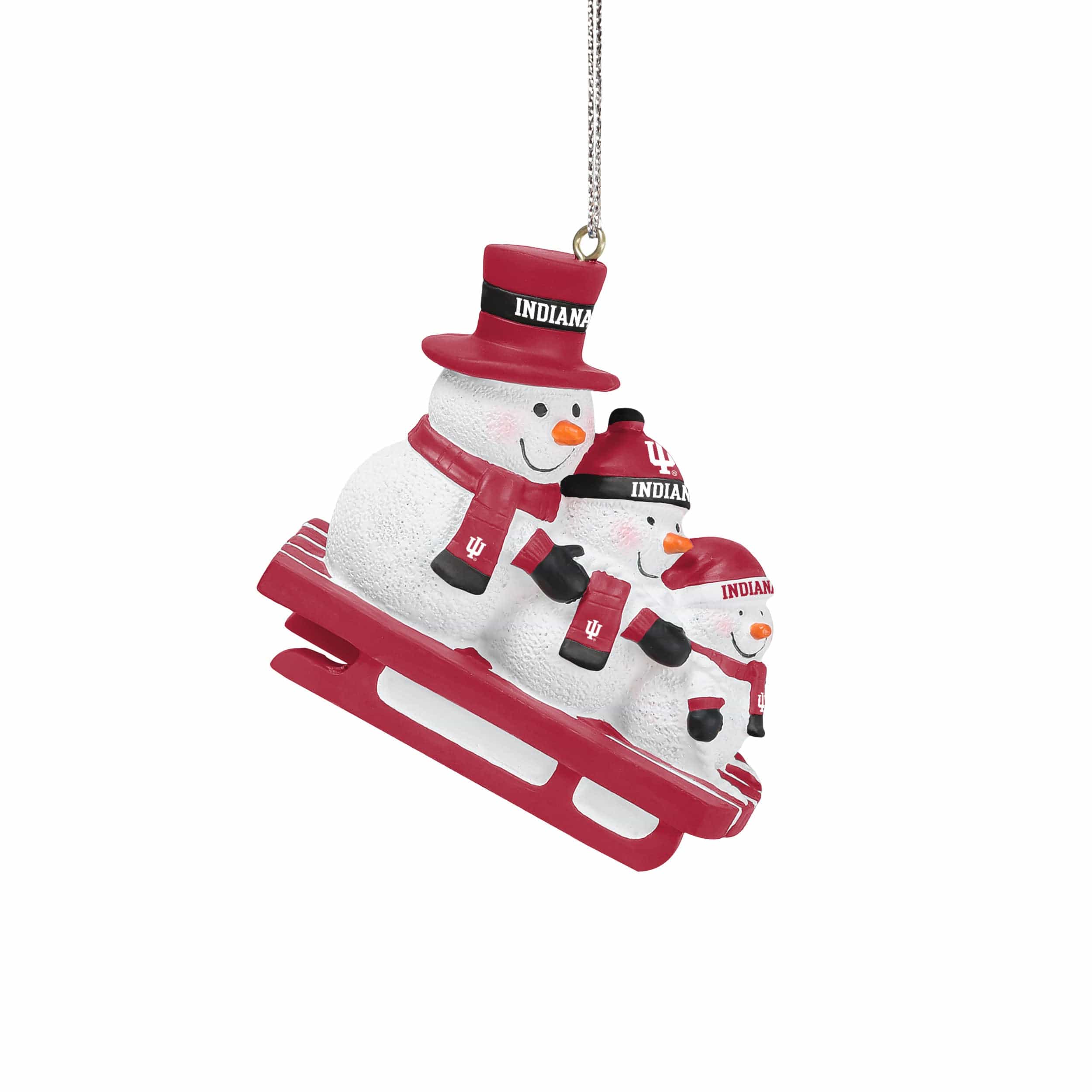 Indiana Hoosiers NCAA Sledding Snowmen Ornament - Image 2