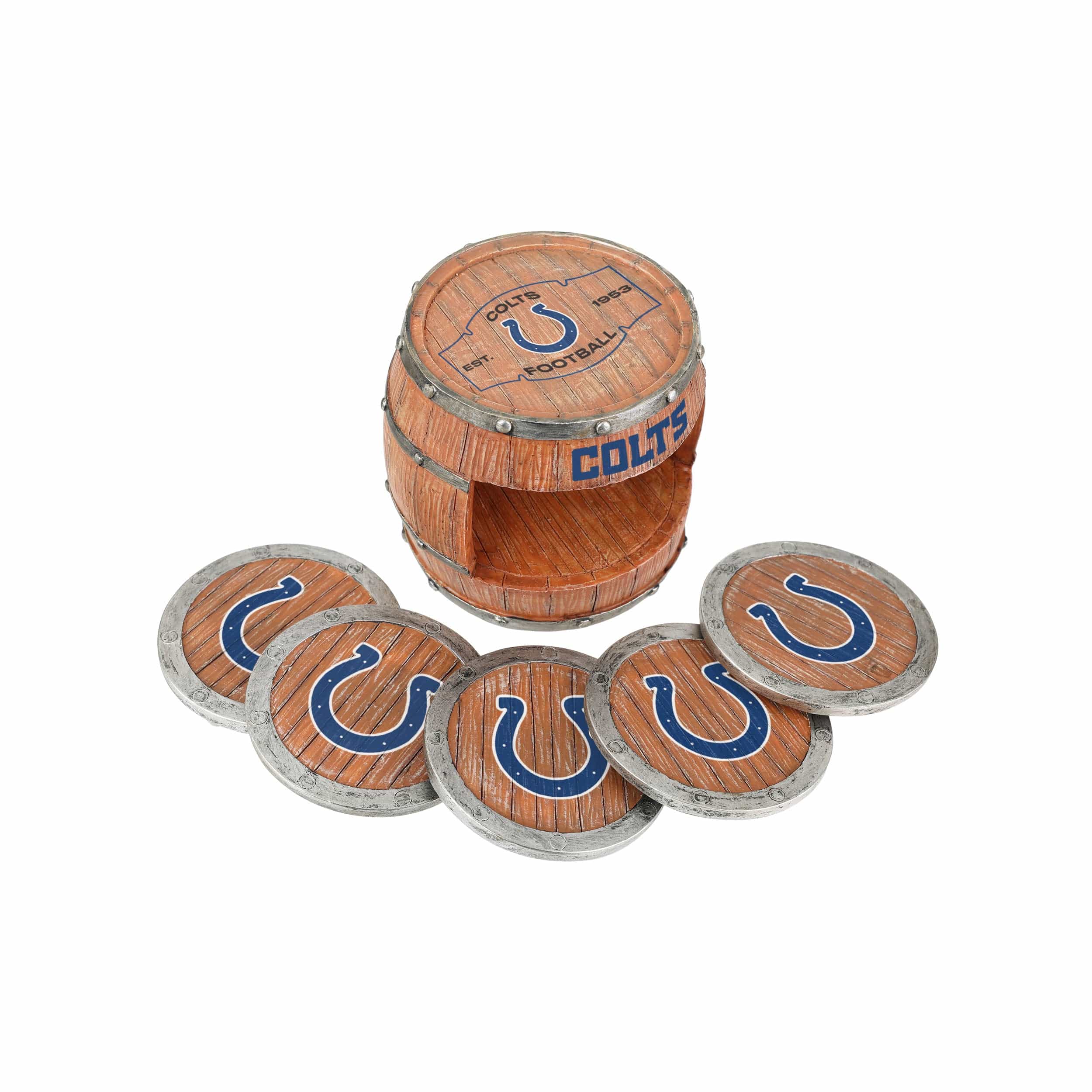 Indianapolis Colts NFL 5 Pack Barrel Coaster Set - Image 3